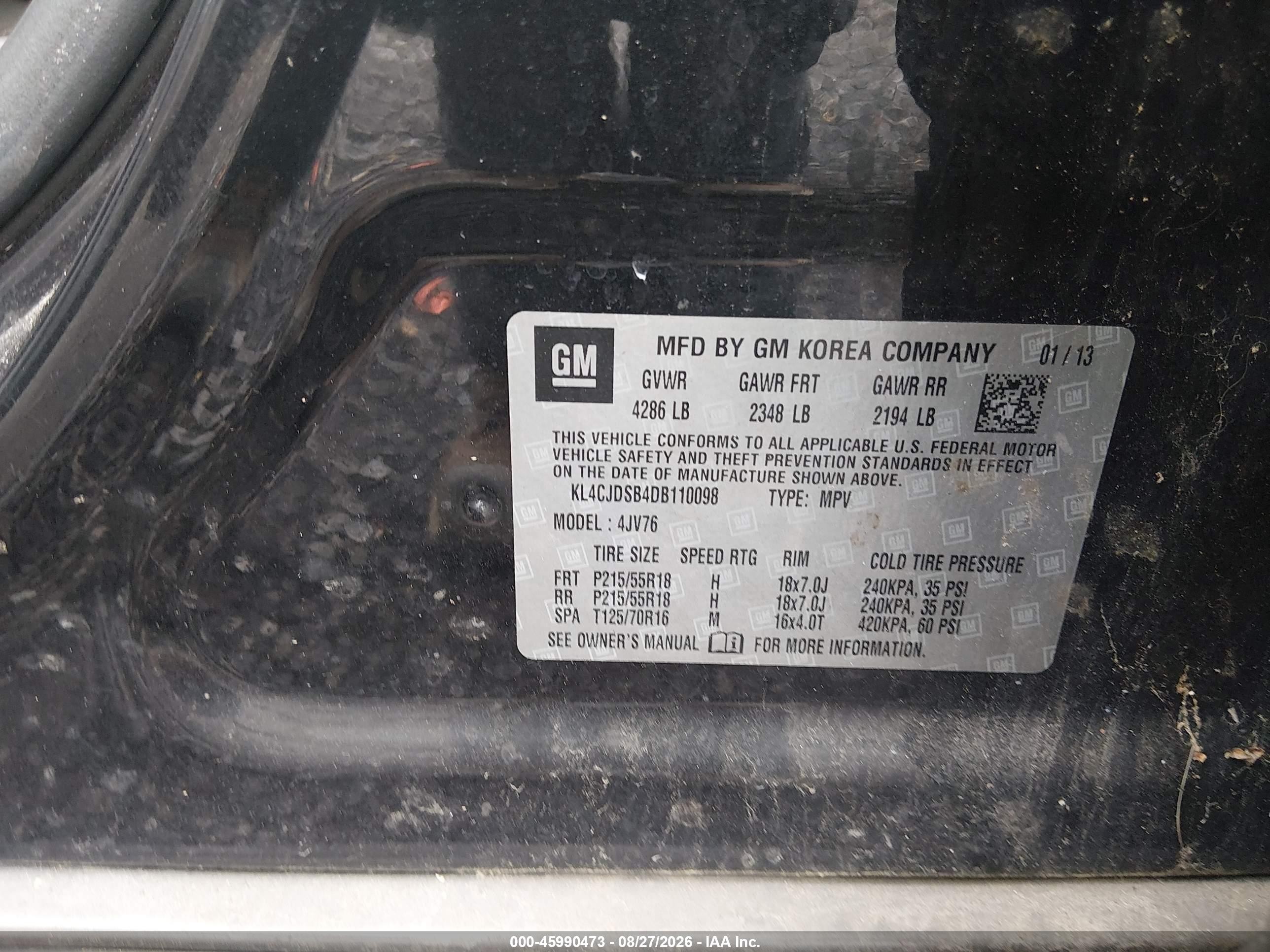 2013 Buick Encore Premium Black vin: KL4CJDSB4DB110098