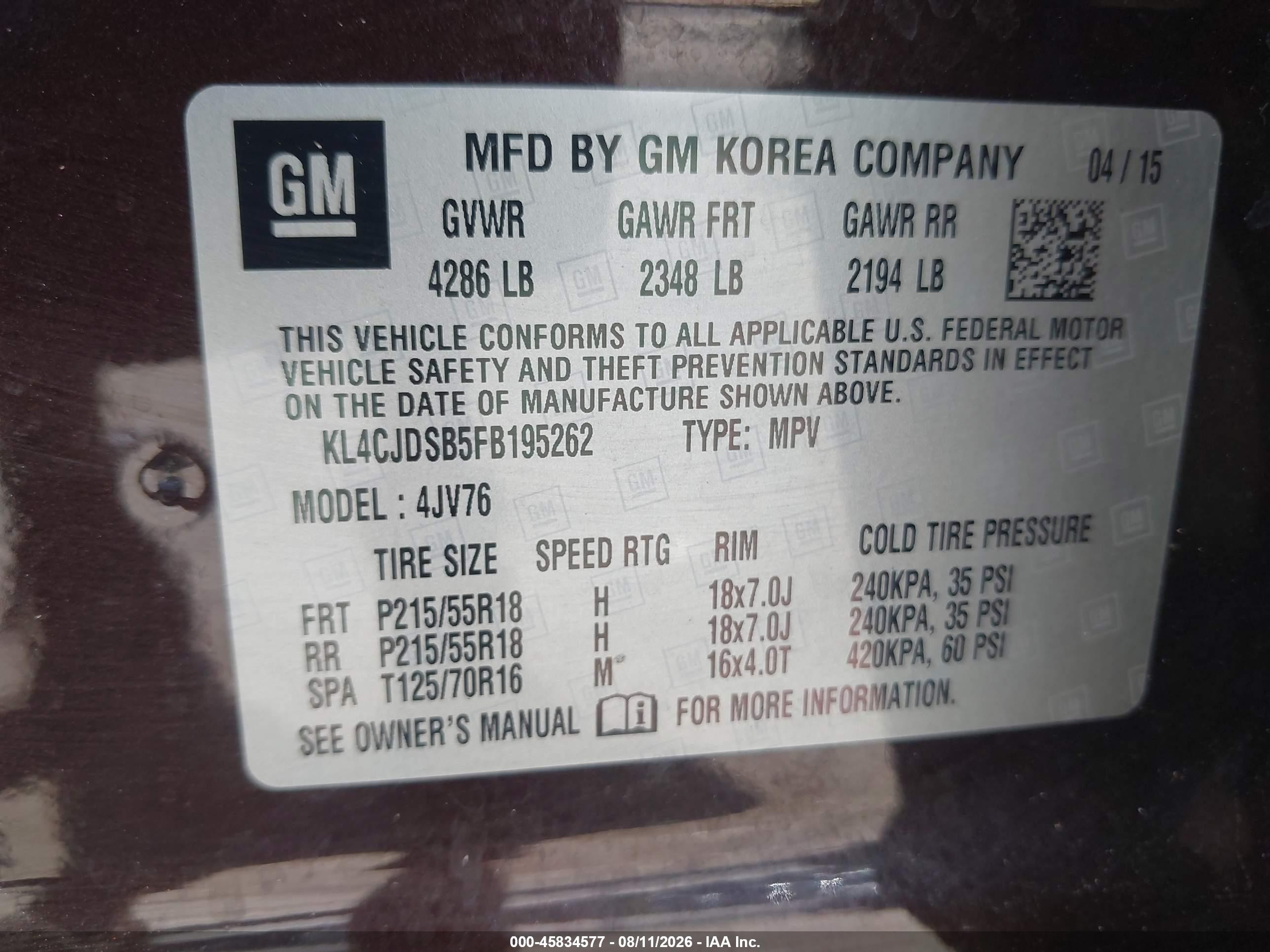 2015 Buick Encore Premium Brown vin: KL4CJDSB5FB195262