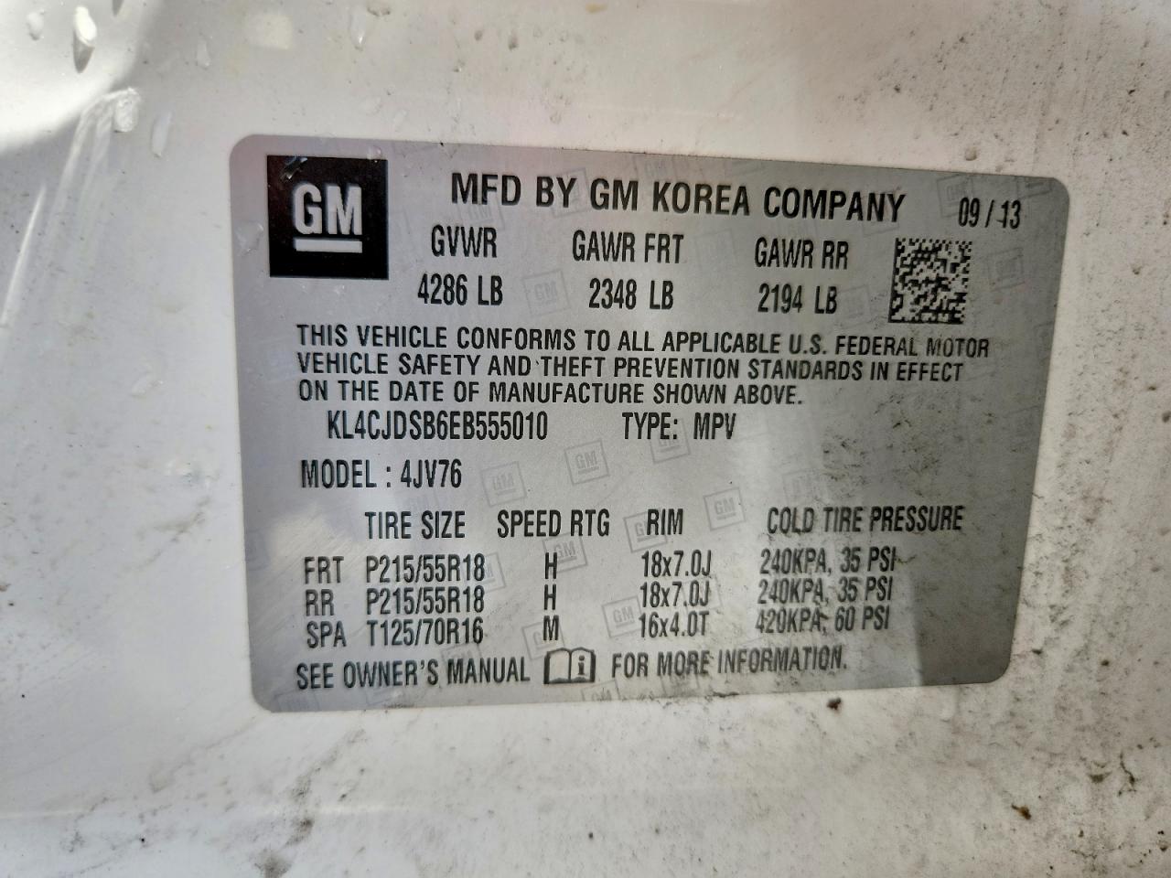 2014 Buick Encore Premium White vin: KL4CJDSB6EB555010
