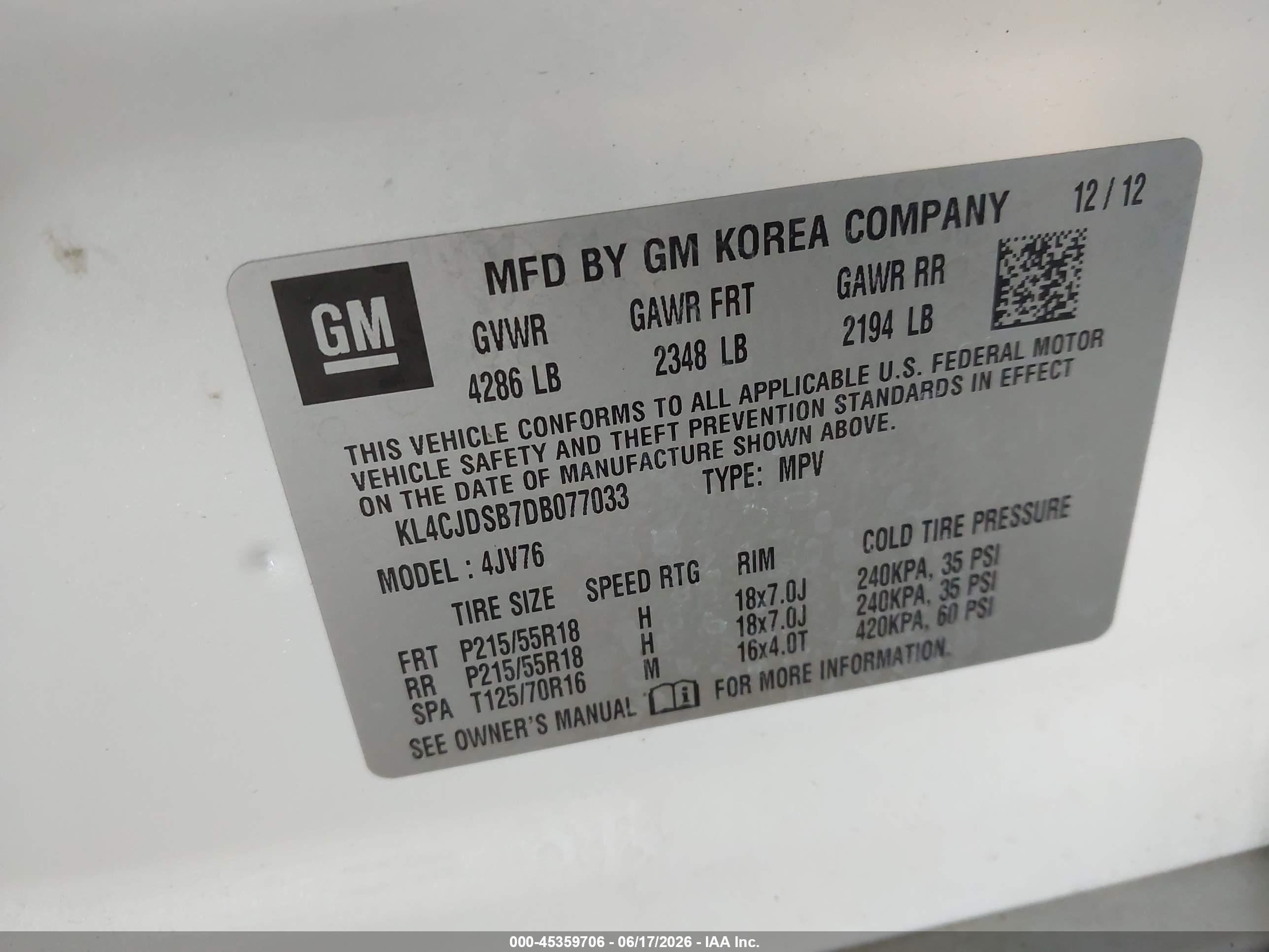 2013 Buick Encore Premium White vin: KL4CJDSB7DB077033