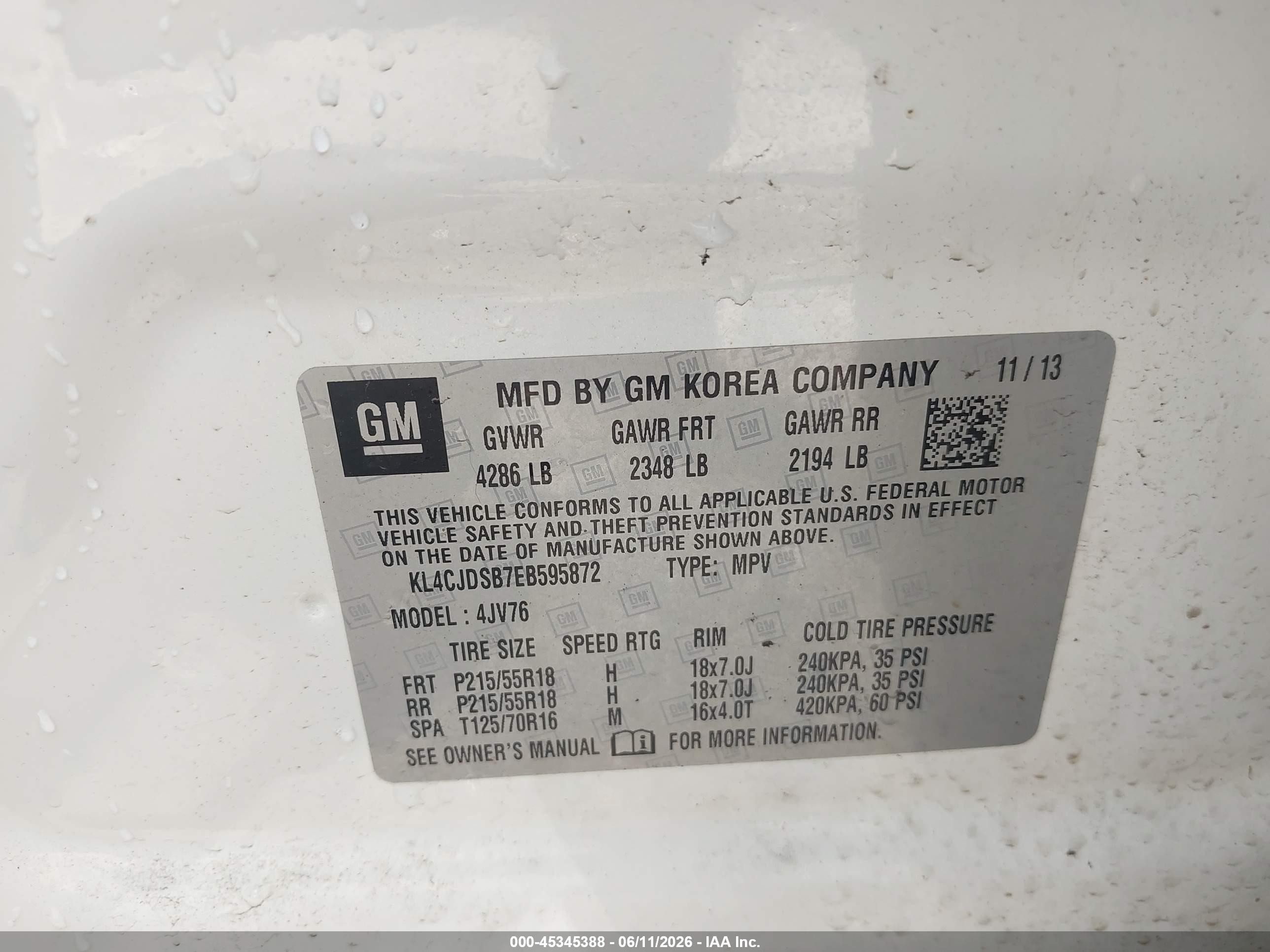 2014 Buick Encore Premium White vin: KL4CJDSB7EB595872