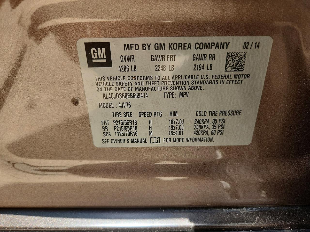 2014 Buick Encore Premium Brown vin: KL4CJDSB8EB669414