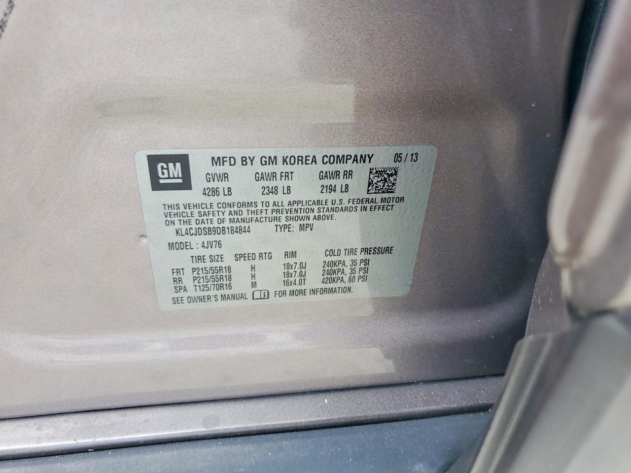 2013 Buick Encore Premium Beige vin: KL4CJDSB9DB184844