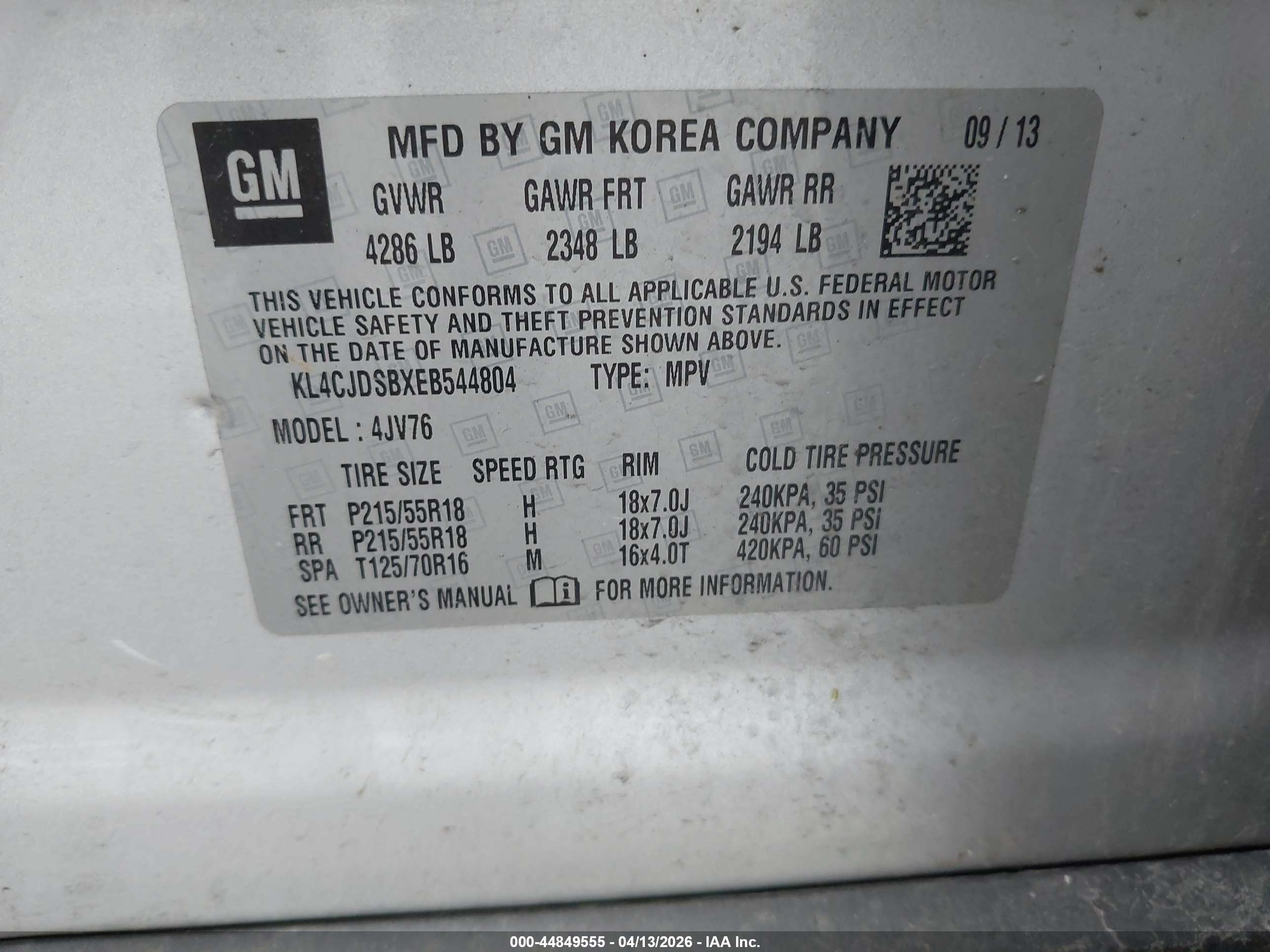 2014 Buick Encore Premium Silver vin: KL4CJDSBXEB544804