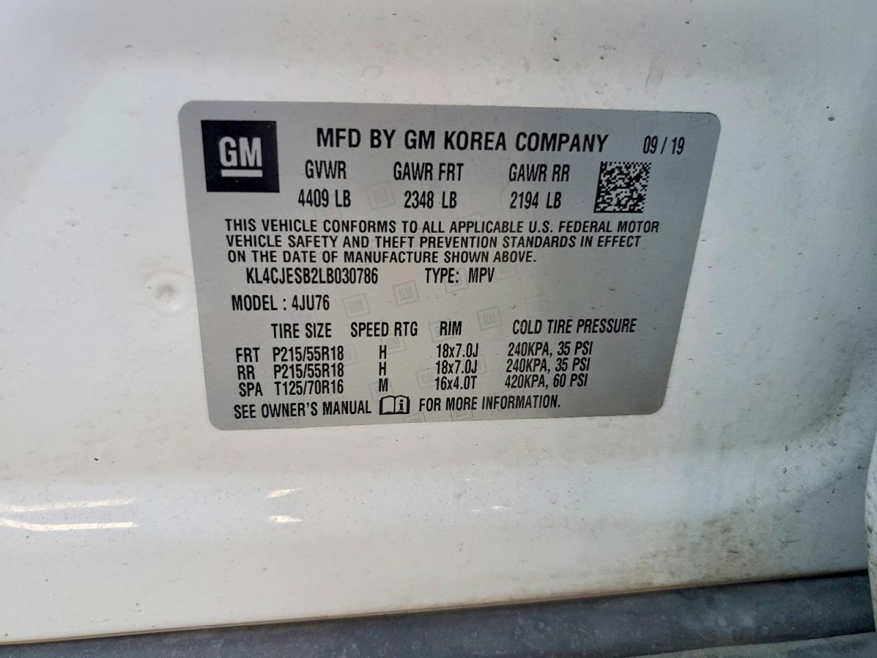 2020 Buick Encore Preferred White vin: KL4CJESB2LB030786