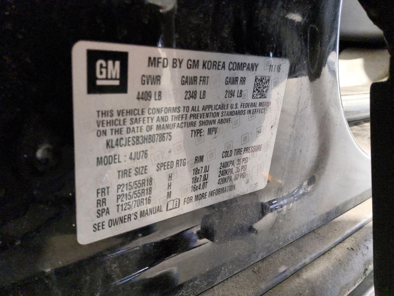 2017 Buick Encore Preferred Black vin: KL4CJESB3HB078675