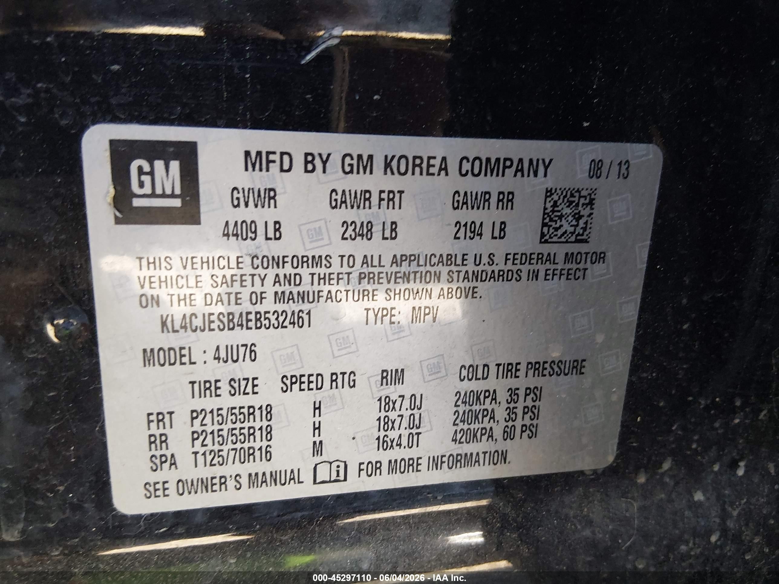2014 Buick Encore   Black vin: KL4CJESB4EB532461