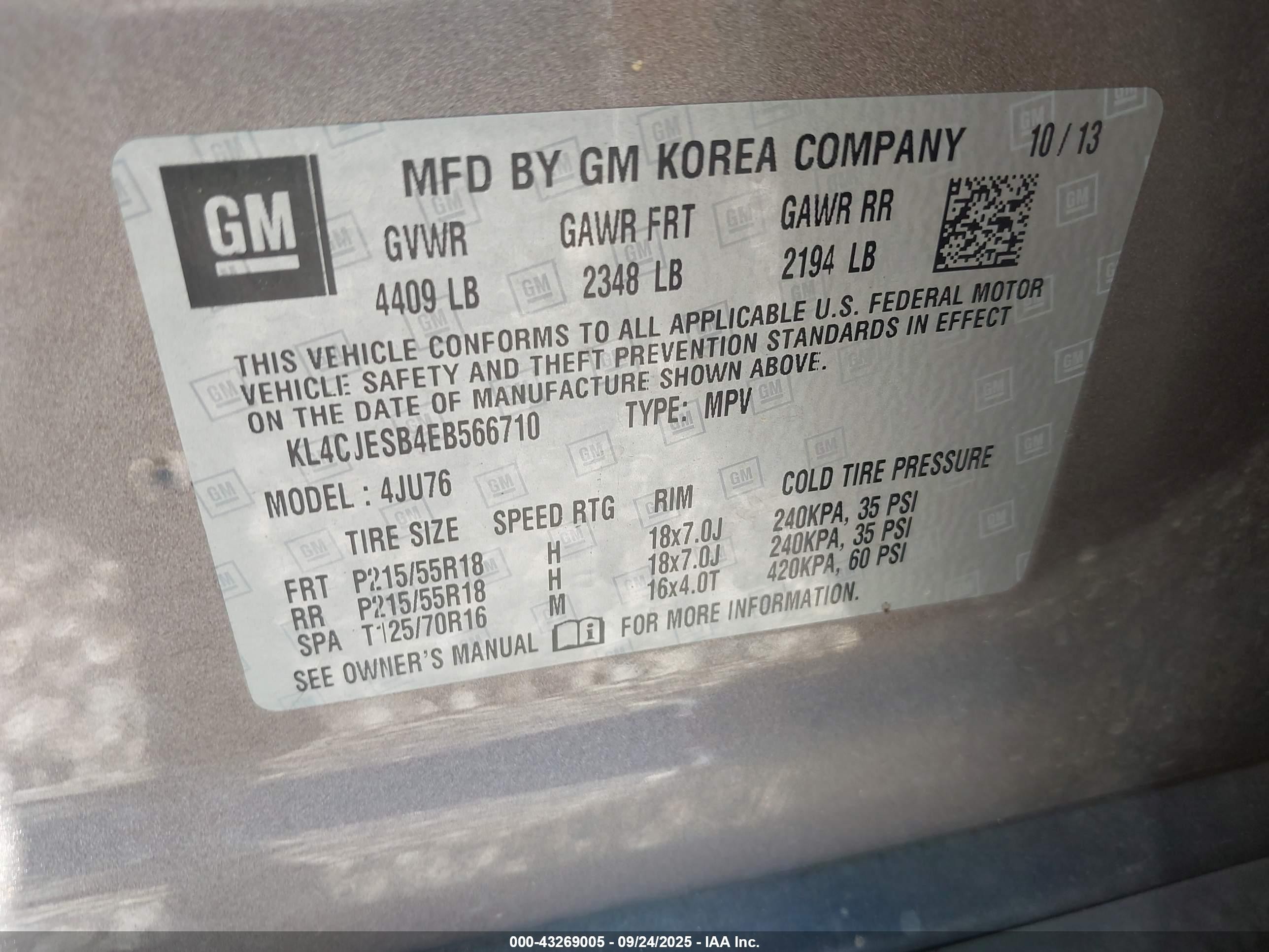 2014 Buick Encore Beige vin: KL4CJESB4EB566710