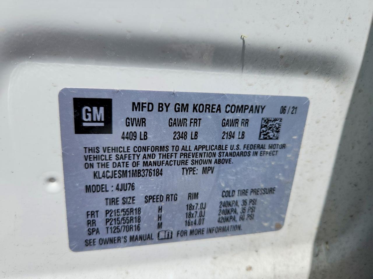 2021 Buick Encore Preferred White vin: KL4CJESM1MB376184