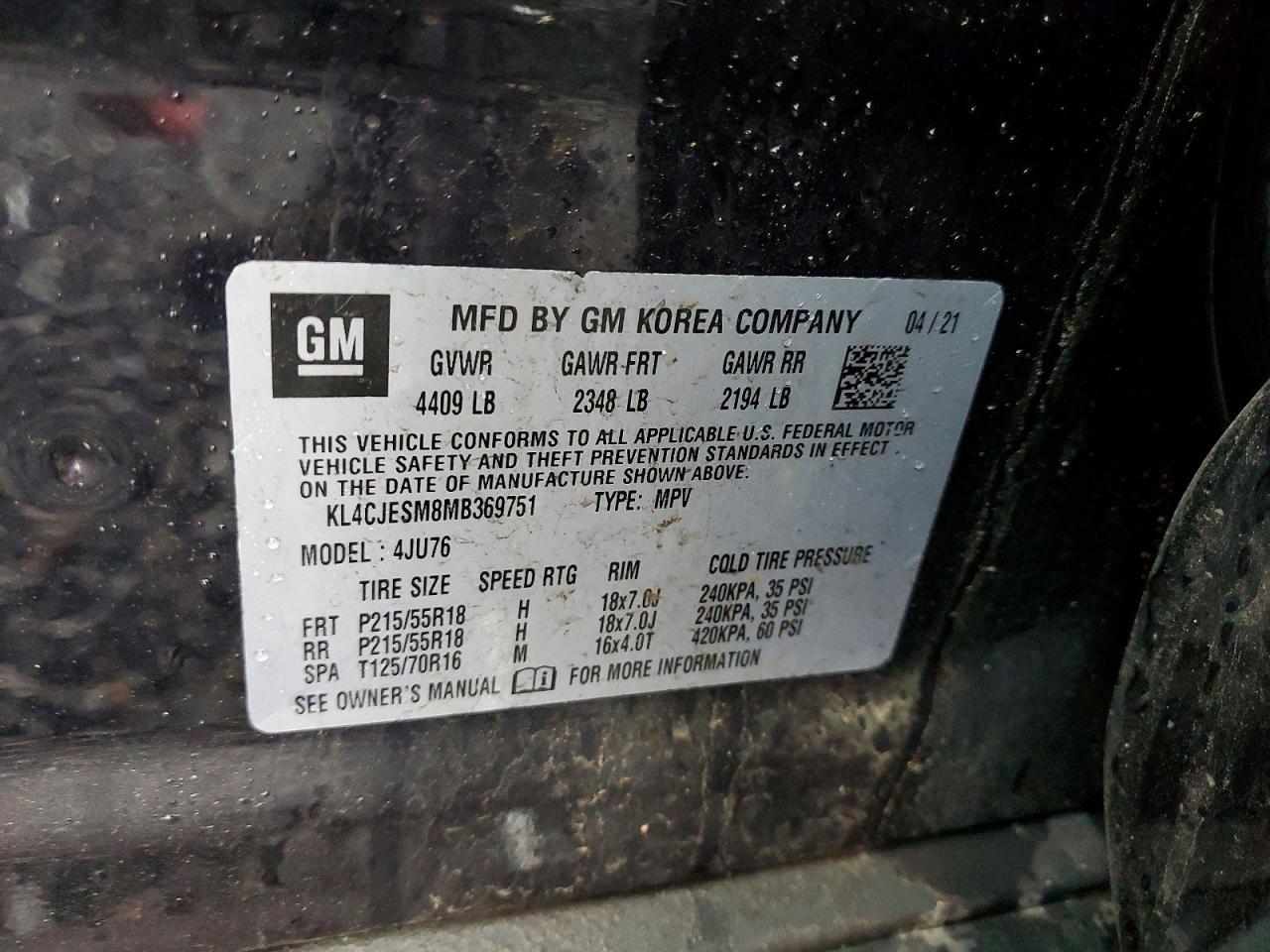 2021 Buick Encore Preferred Black vin: KL4CJESM8MB369751