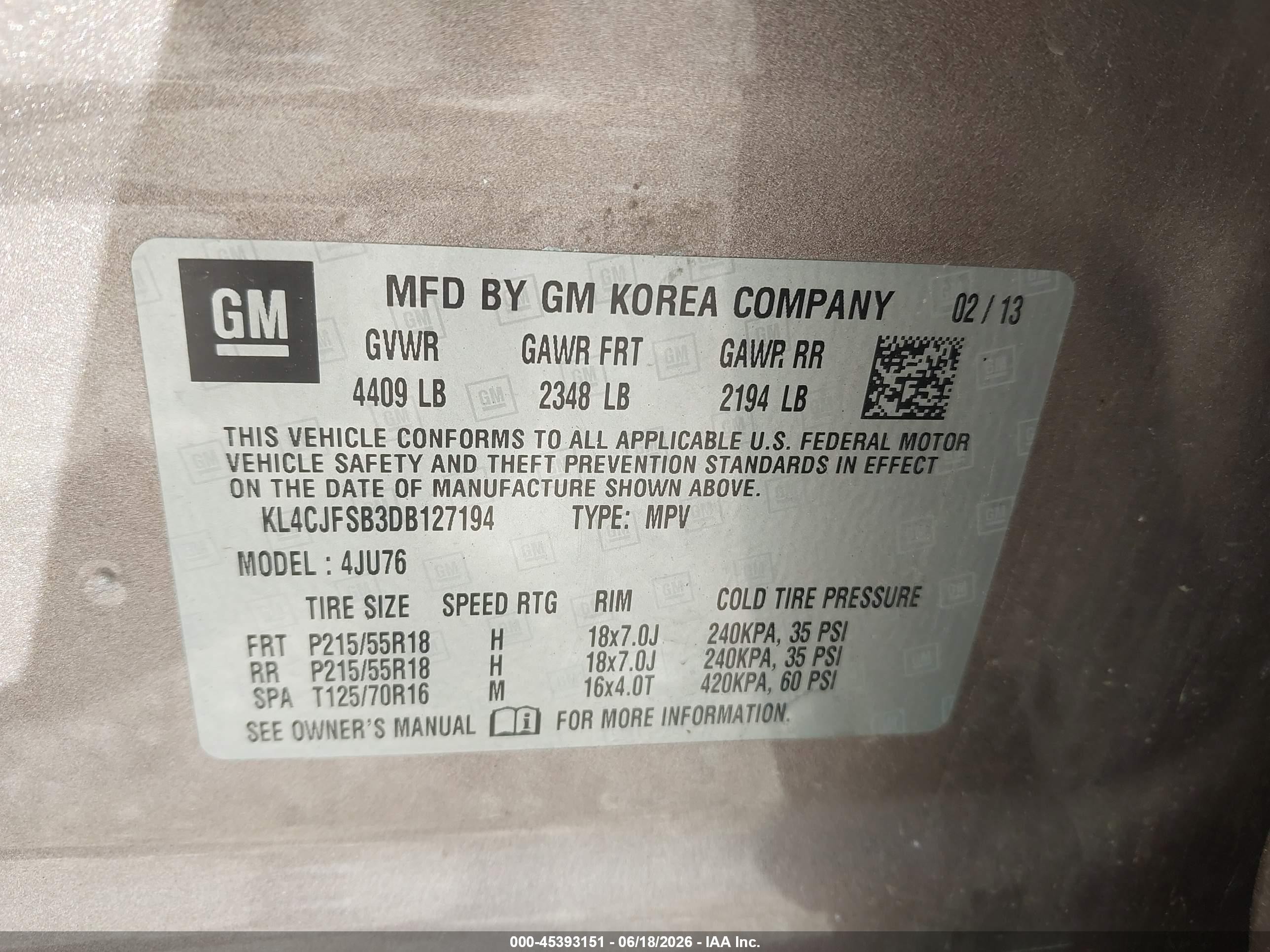 2013 Buick Encore Convenience Brown vin: KL4CJFSB3DB127194