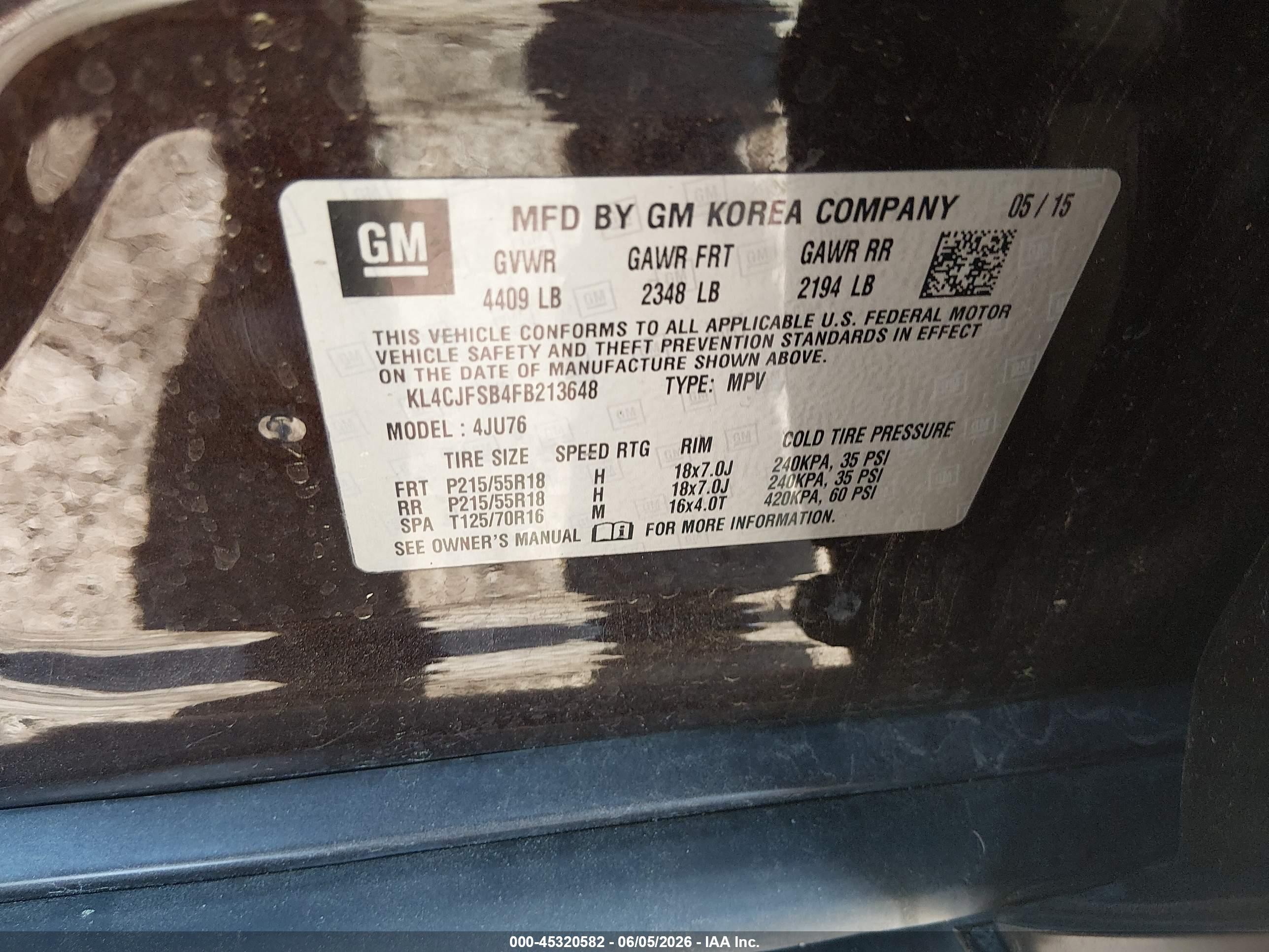 2015 Buick Encore Convenience Brown vin: KL4CJFSB4FB213648