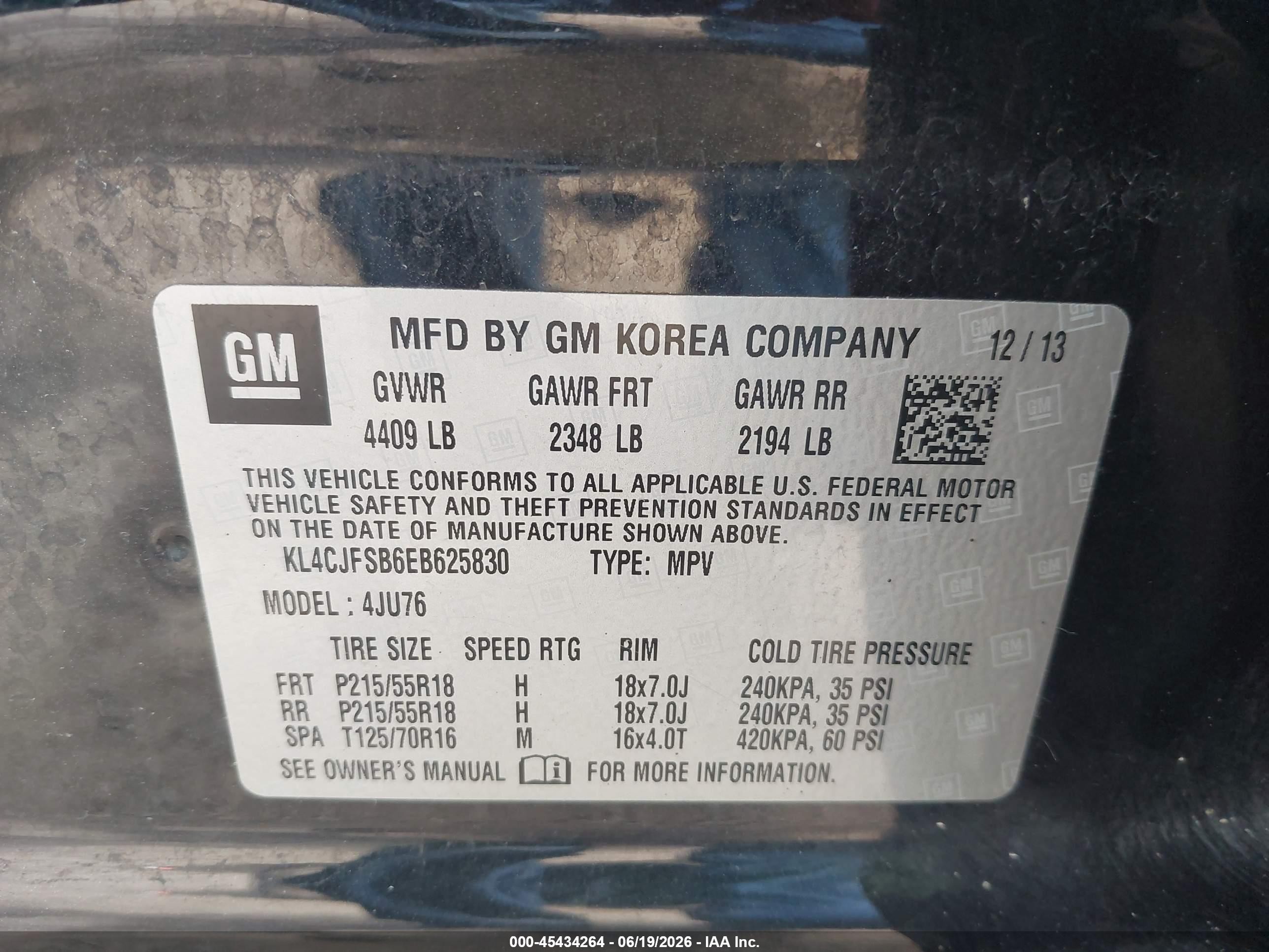 2014 Buick Encore Convenience Black vin: KL4CJFSB6EB625830