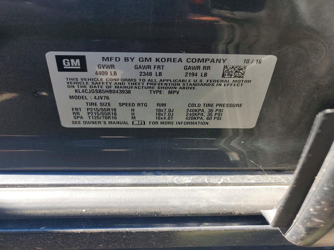 2017 Buick Encore Essence Gray vin: KL4CJGSB5HB043938