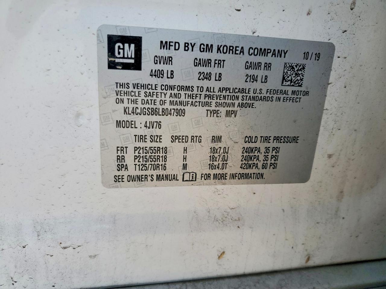 2020 Buick Encore Essence White vin: KL4CJGSB6LB047909