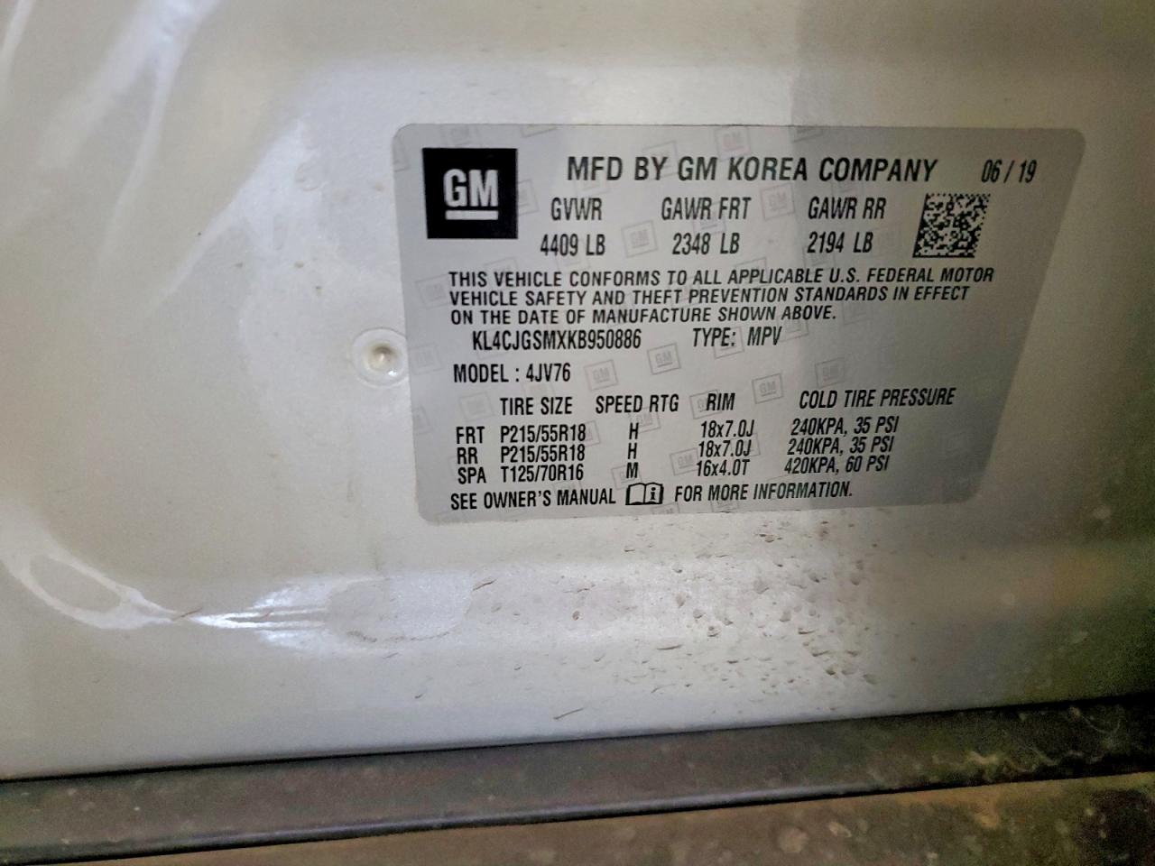2019 Buick Encore Essence Silver vin: KL4CJGSMXKB950886
