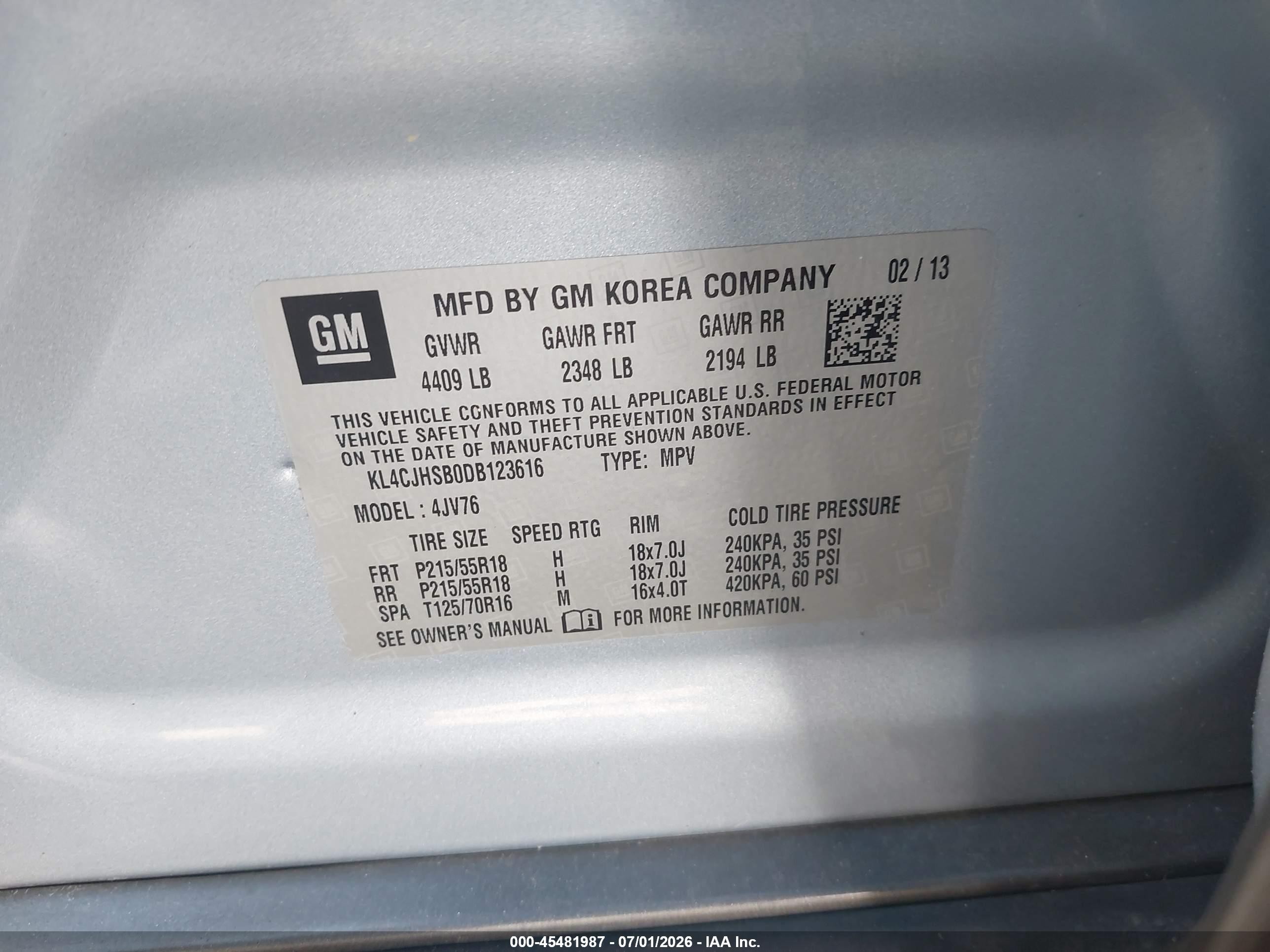 2013 Buick Encore Premium Silver vin: KL4CJHSB0DB123616