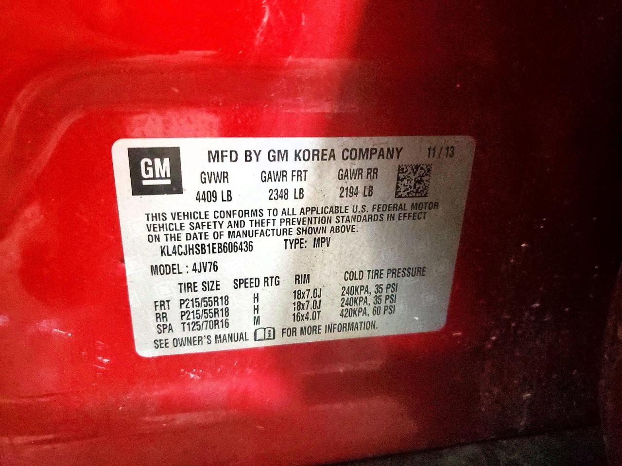 2014 Buick Encore Premium Red vin: KL4CJHSB1EB606436