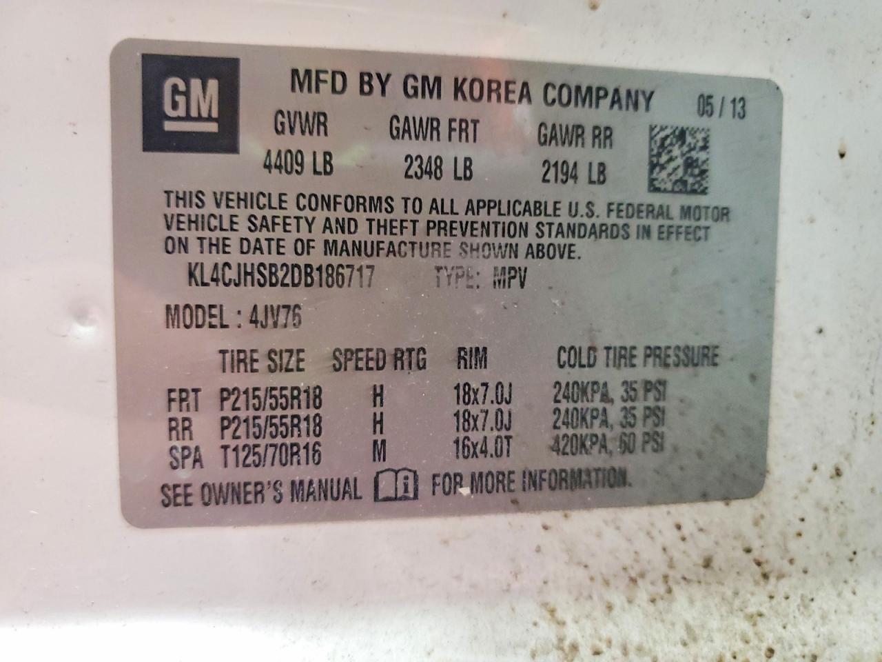 2013 Buick Encore Premium White vin: KL4CJHSB2DB186717
