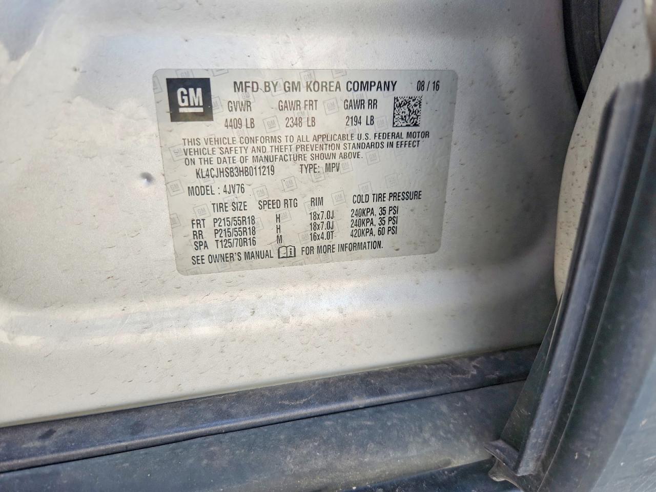 2017 Buick Encore Premium Серебряный vin: KL4CJHSB3HB011219