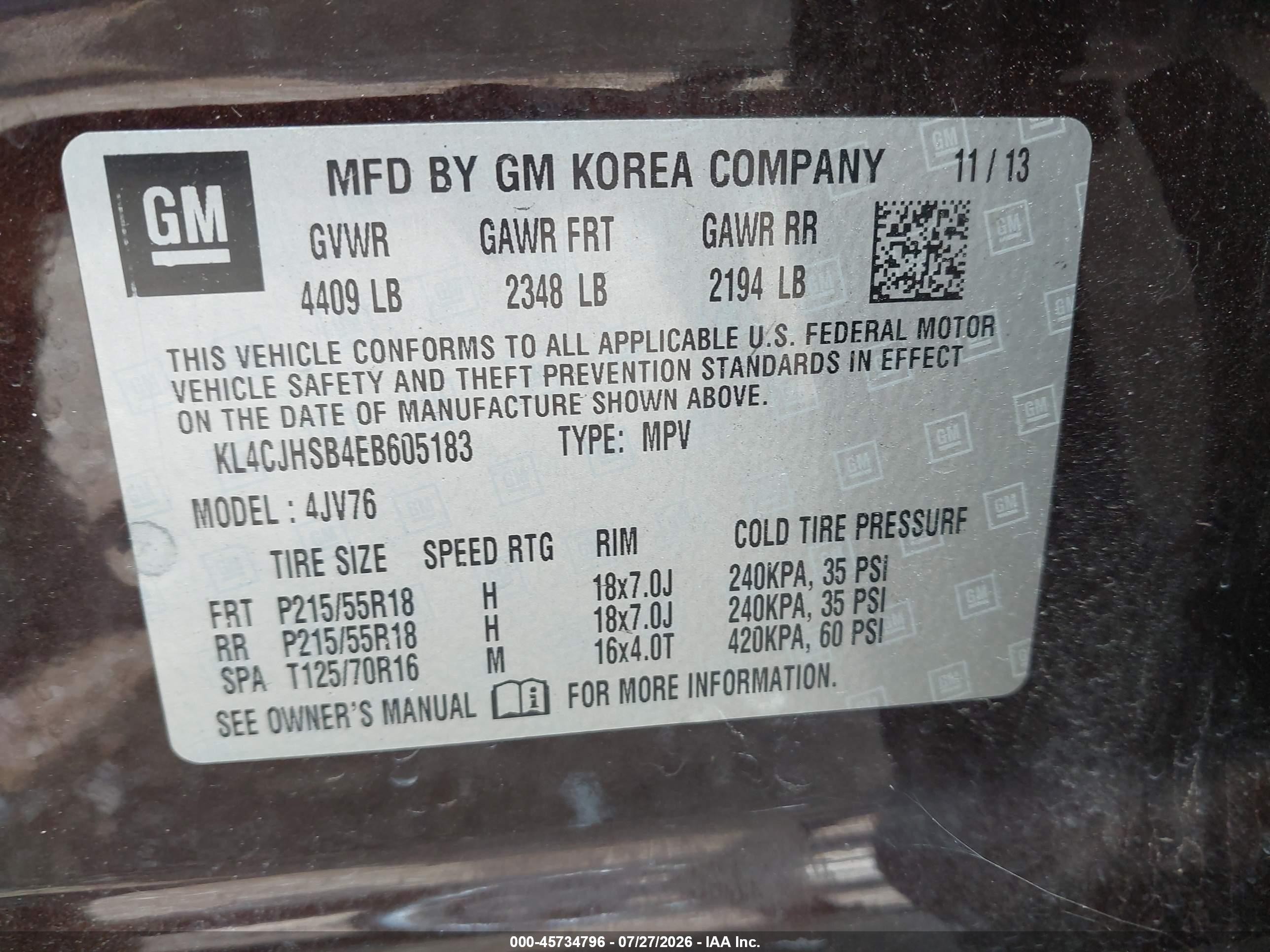 2014 Buick Encore Premium Burgundy vin: KL4CJHSB4EB605183