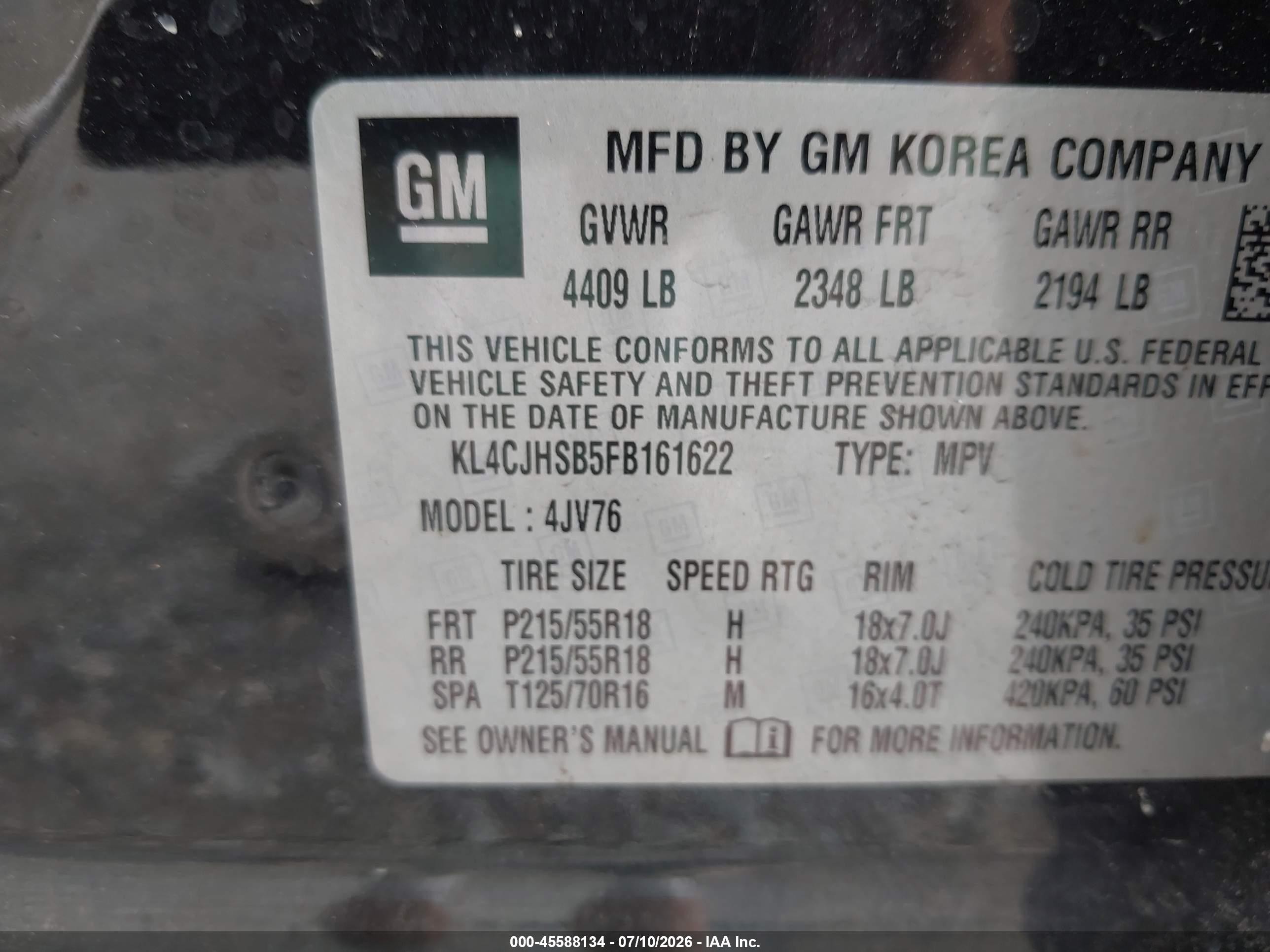 2015 Buick Encore Premium Black vin: KL4CJHSB5FB161622