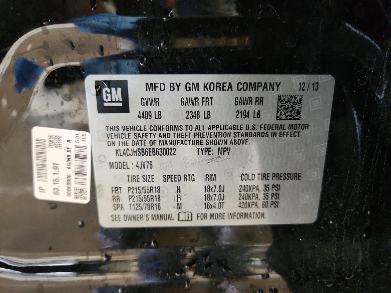 2014 Buick Encore Premium Черный vin: KL4CJHSB6EB630022