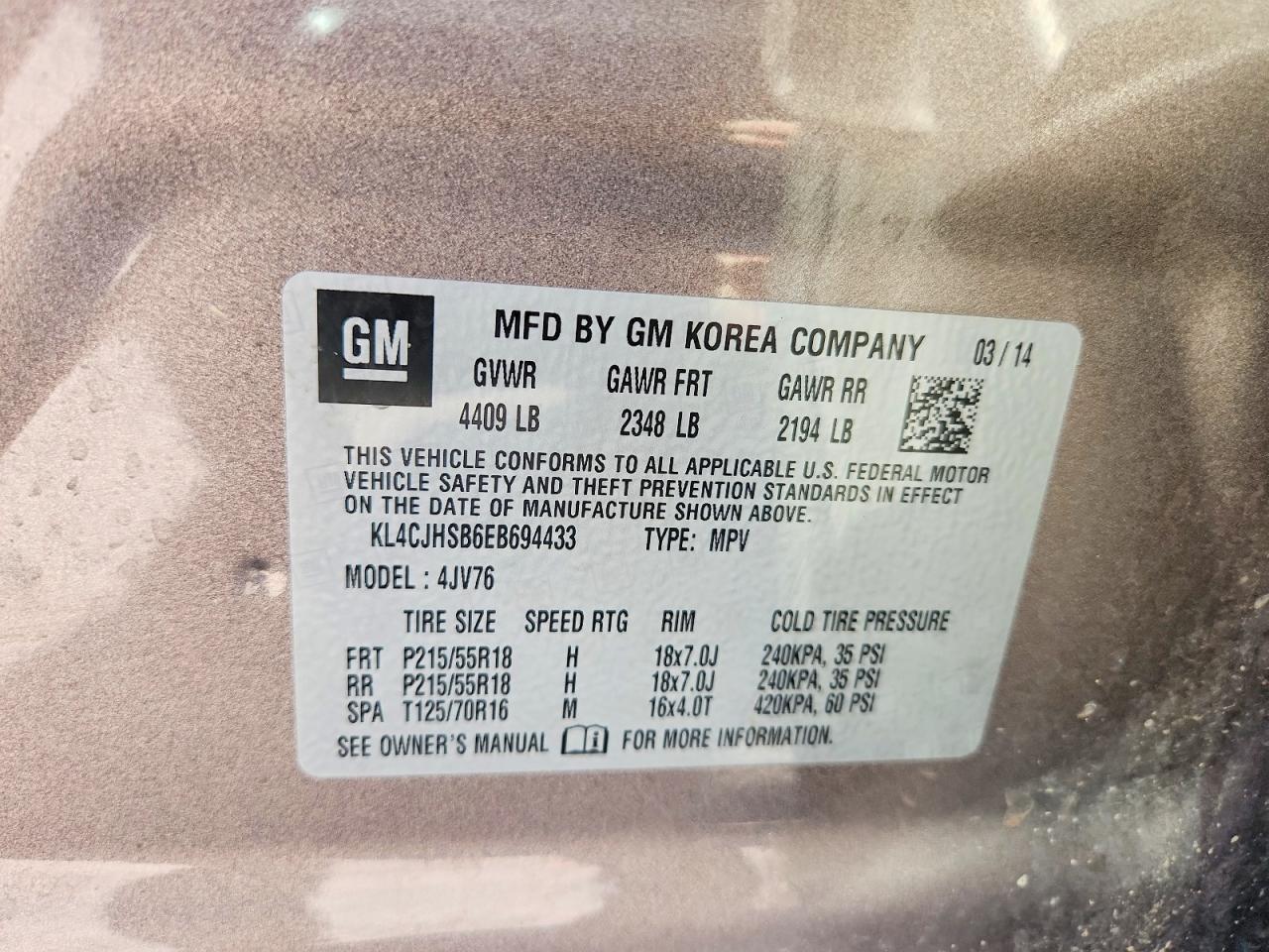 2014 Buick Encore Premium Brown vin: KL4CJHSB6EB694433