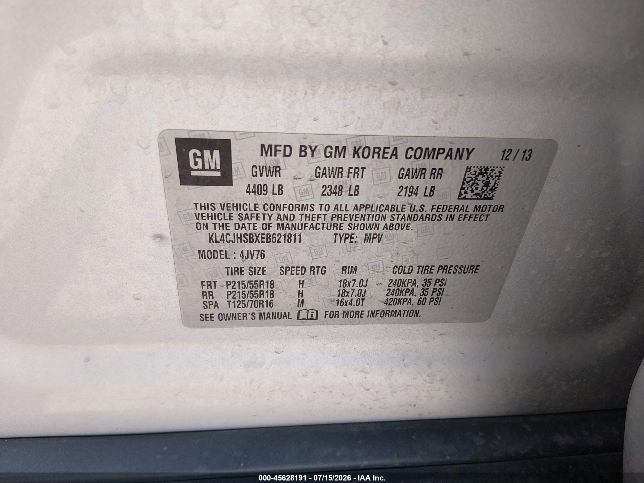 2014 Buick Encore Premium Silver vin: KL4CJHSBXEB621811