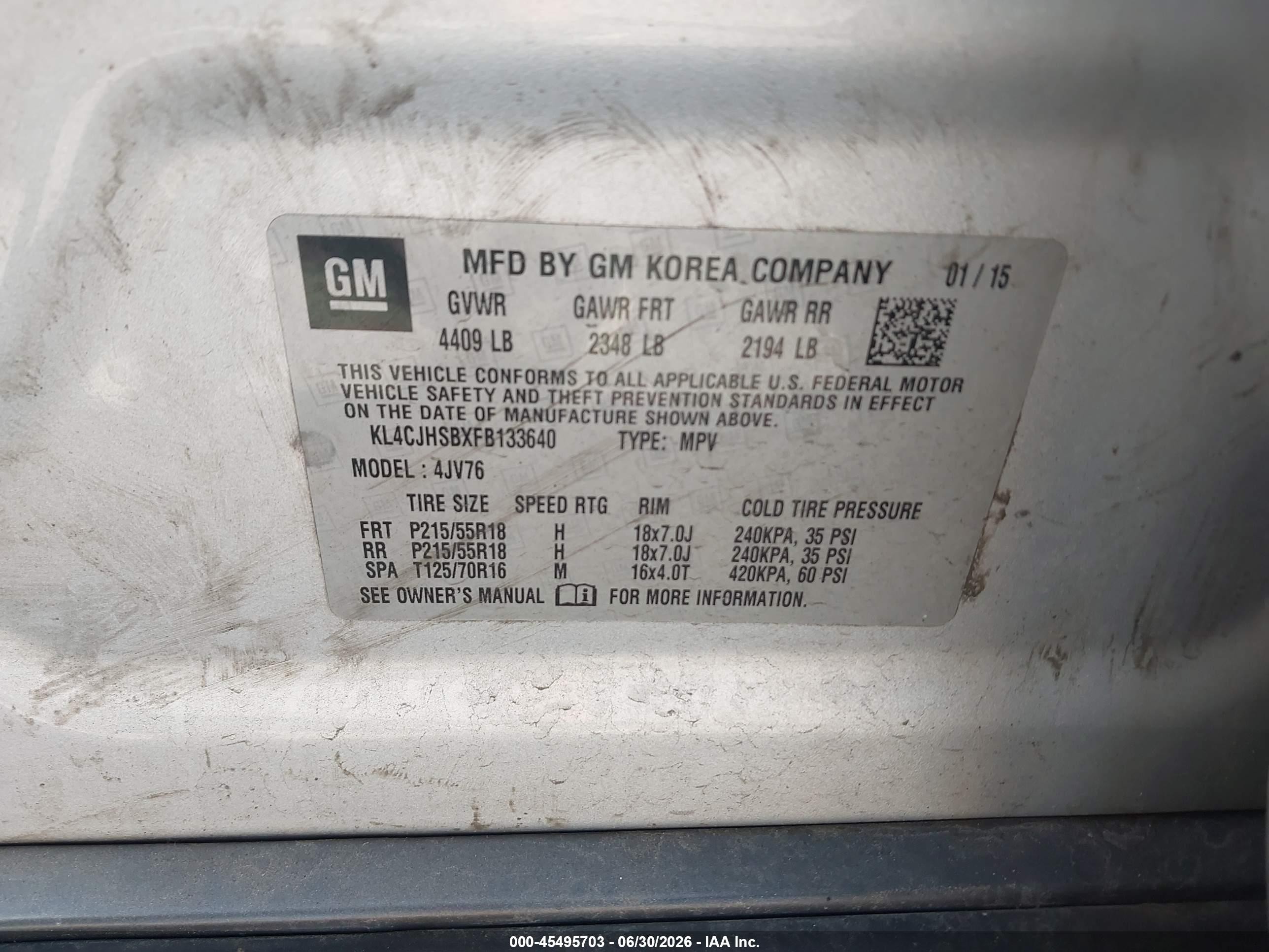 2015 Buick Encore Premium Серебряный vin: KL4CJHSBXFB133640