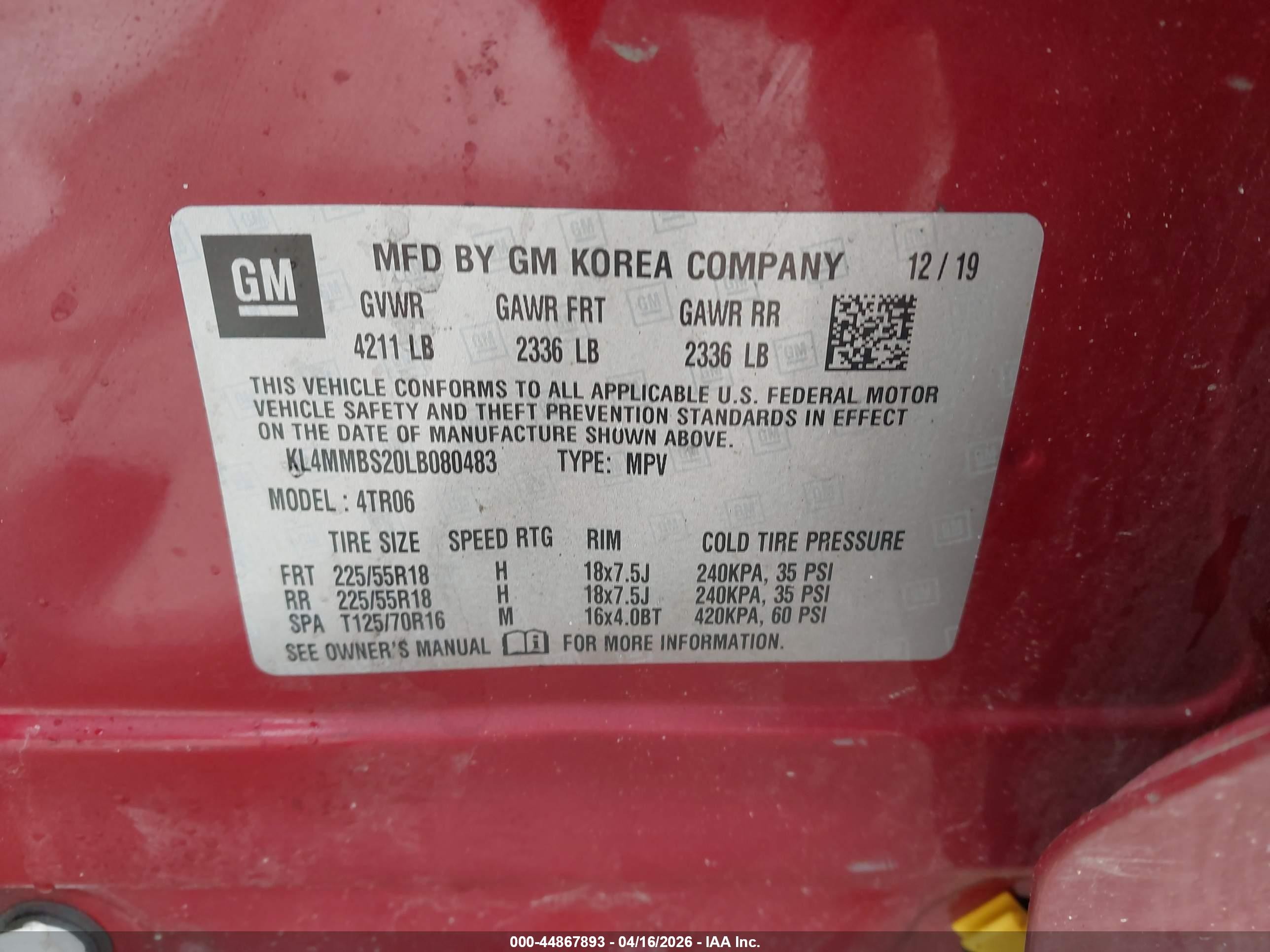 2020 Buick Encore Gx Fwd Preferred Red vin: KL4MMBS20LB080483