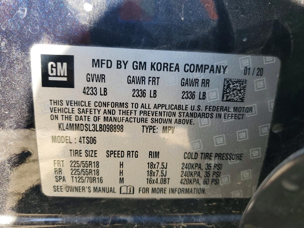 2020 Buick Encore Gx Select Blue vin: KL4MMDSL3LB098898