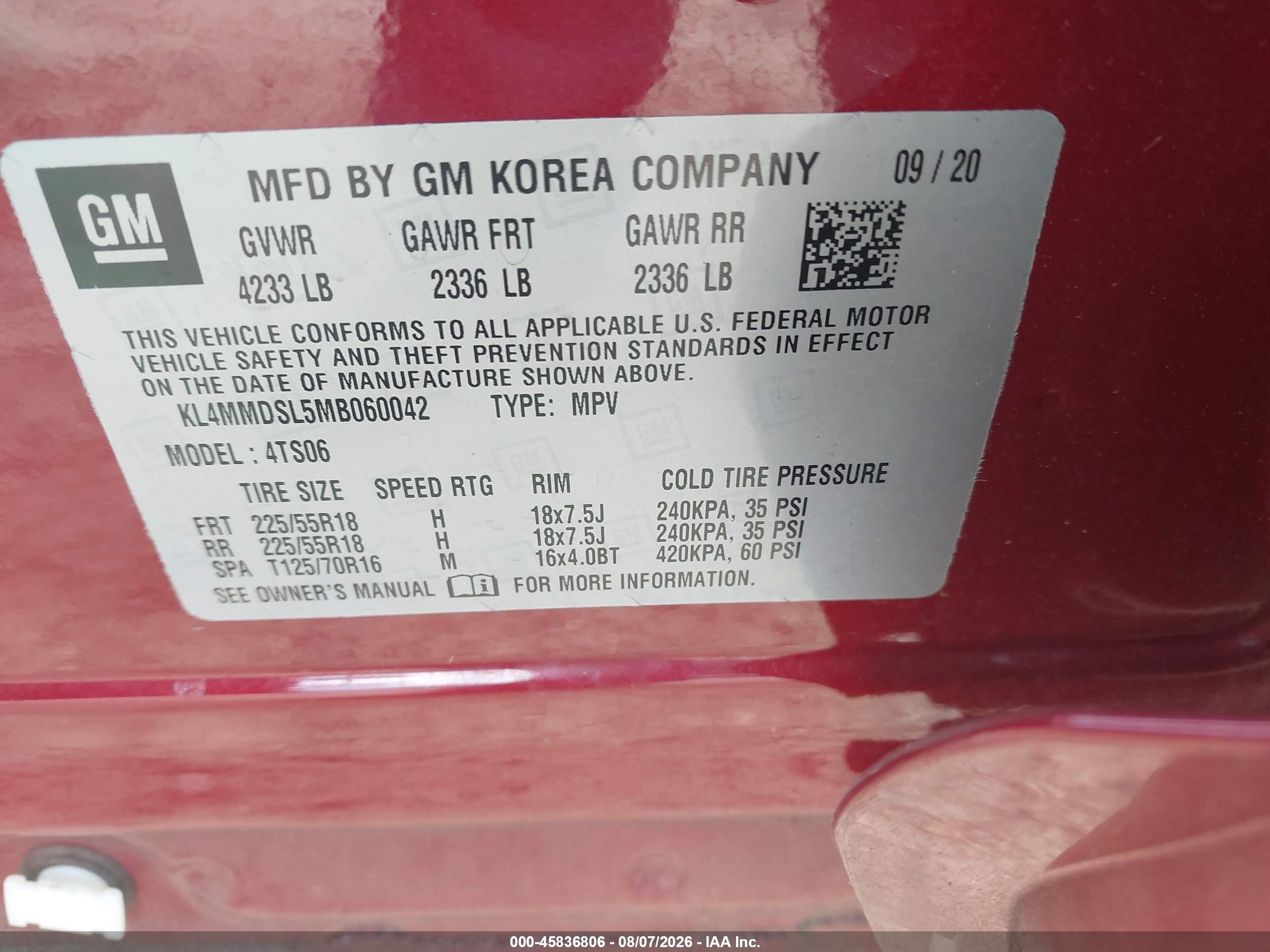 2021 Buick Encore Gx Fwd Select Красный vin: KL4MMDSL5MB060042