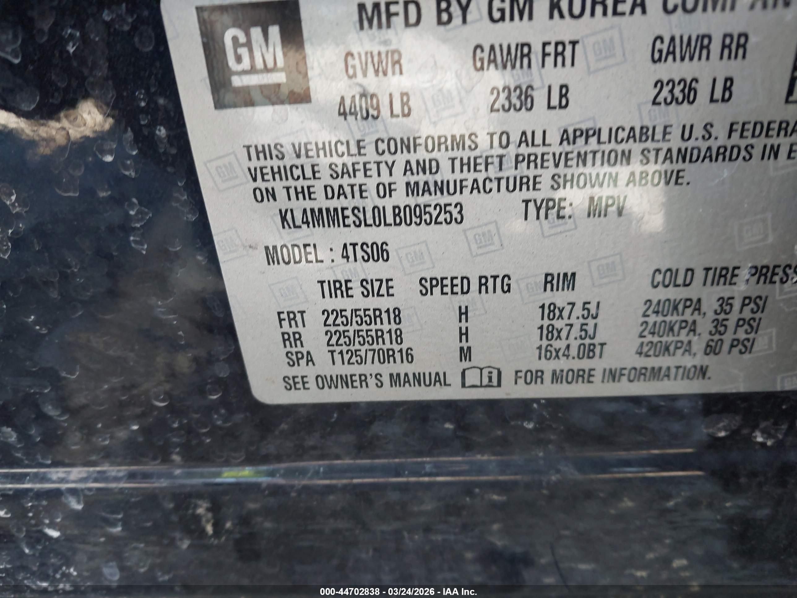2020 Buick Encore Gx Awd Select Blue vin: KL4MMESL0LB095253