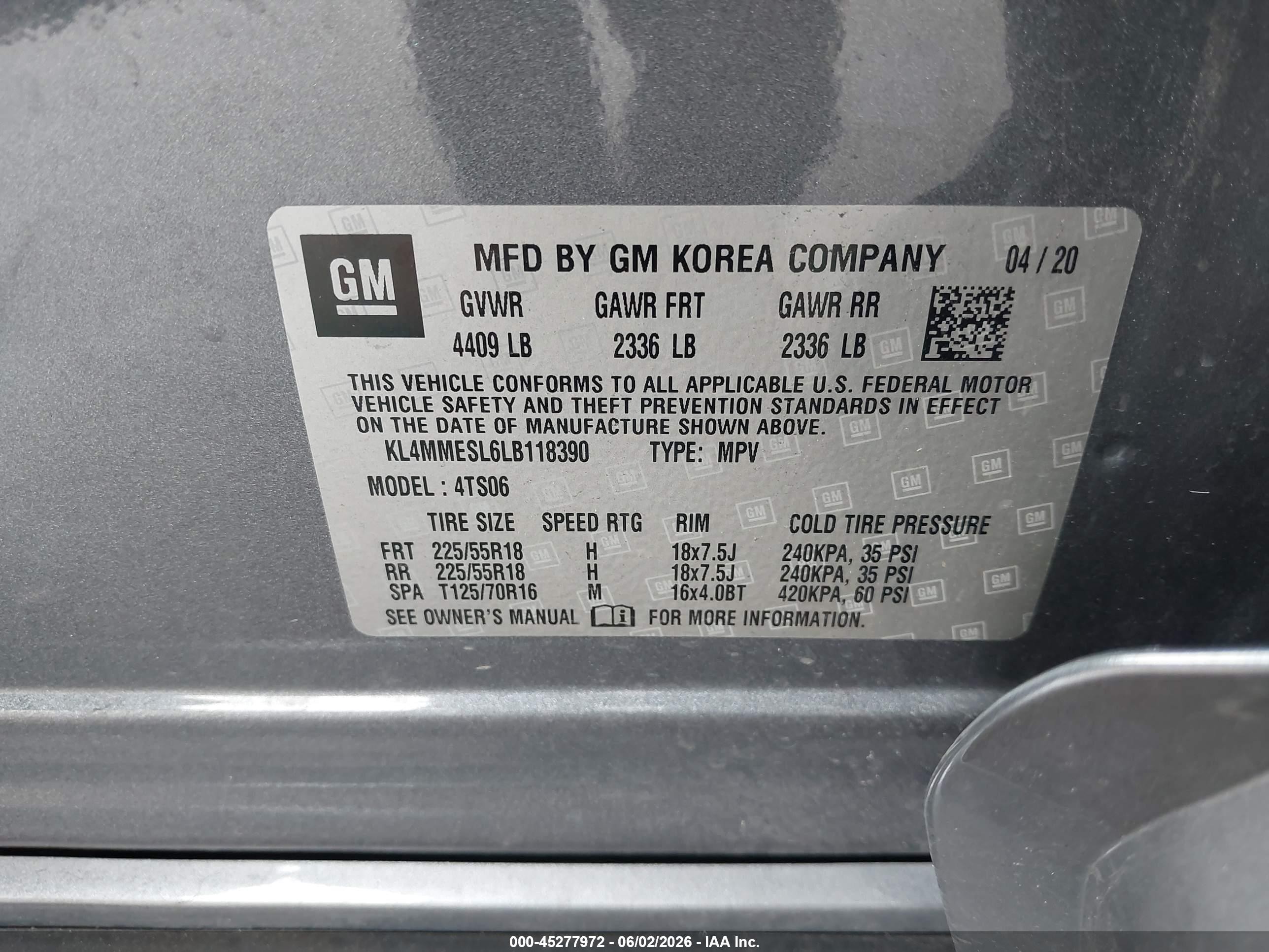 2020 Buick Encore Gx Awd Select Gray vin: KL4MMESL6LB118390