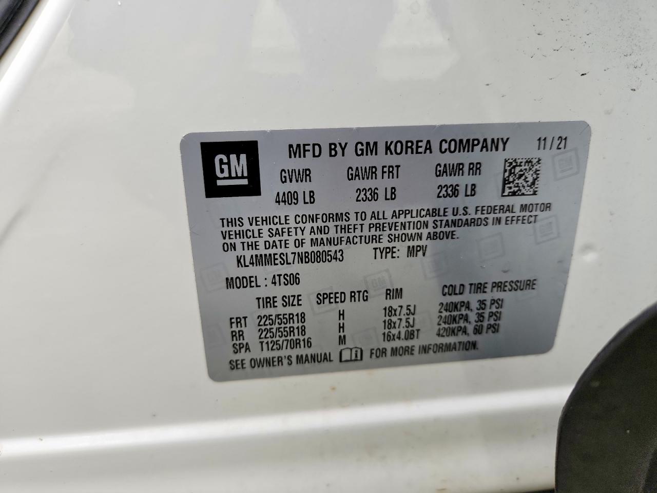 2022 Buick Encore Gx Select White vin: KL4MMESL7NB080543