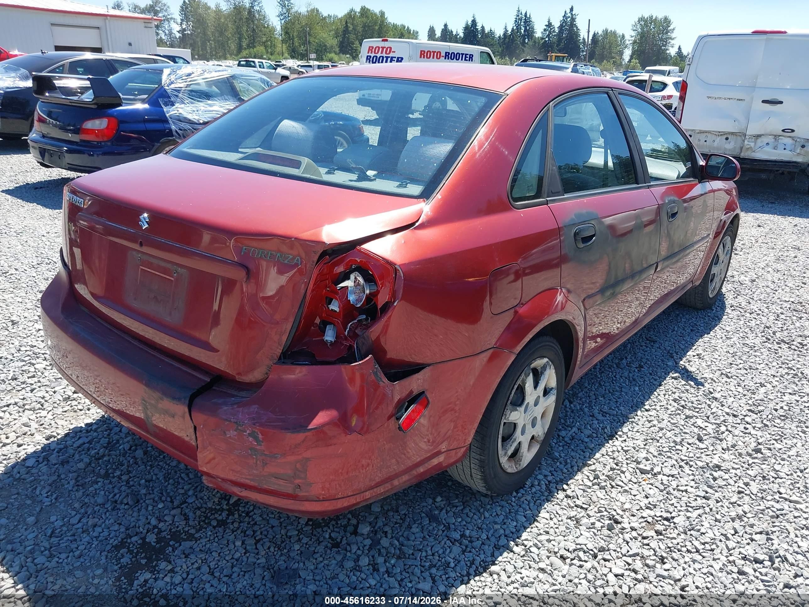 2004 Suzuki Forenza S Red vin: KL5JD52Z64K955001