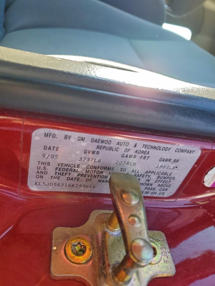 2006 Suzuki Forenza Red vin: KL5JD56Z16K293616