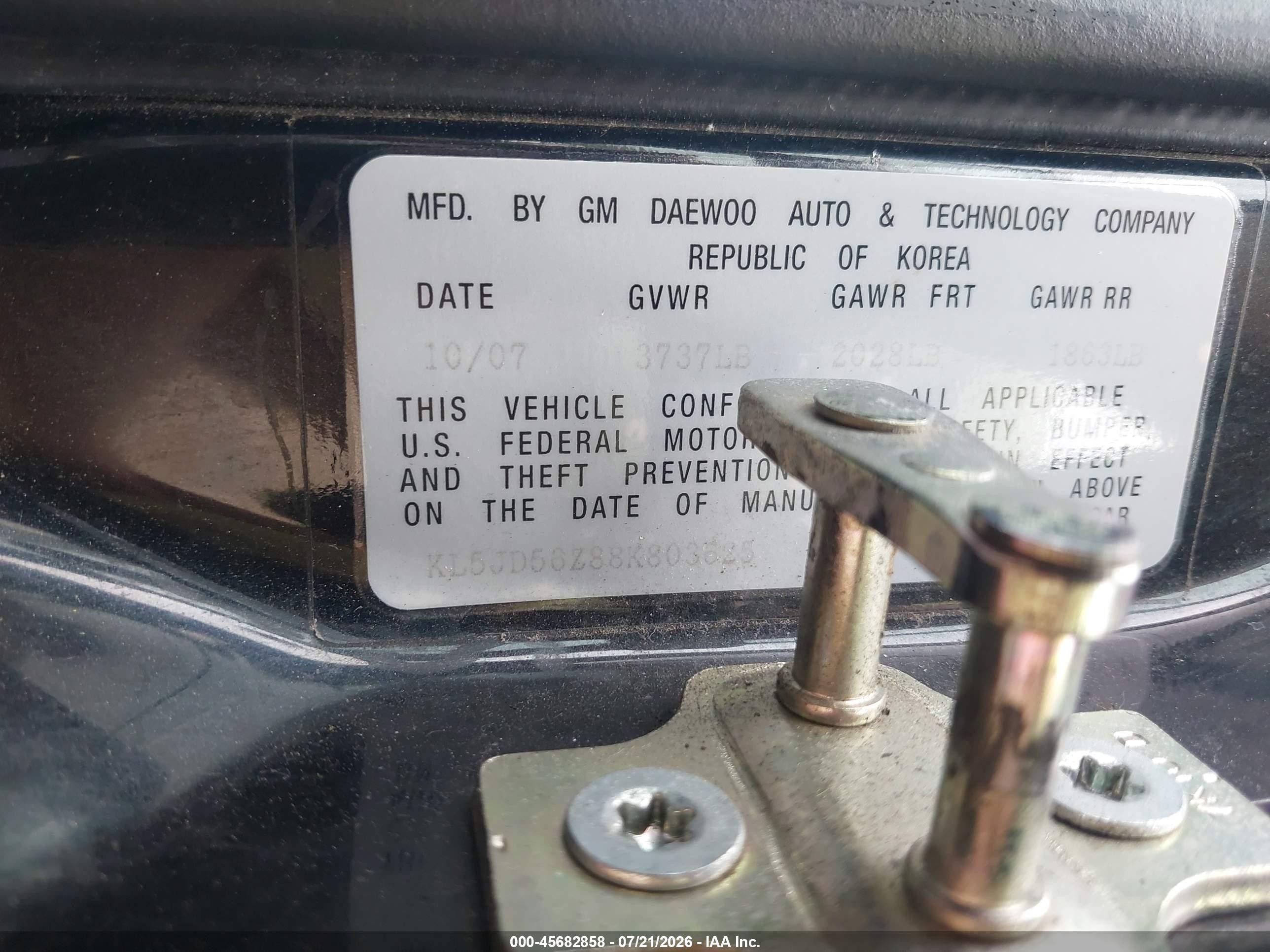 2008 Suzuki Forenza Convenience/popular Black vin: KL5JD56Z88K803625