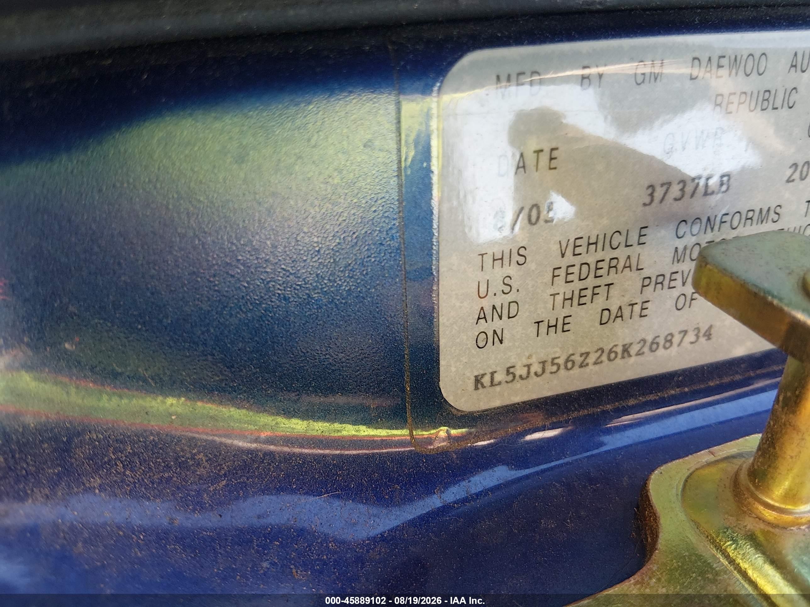 2006 Suzuki Forenza Premium Blue vin: KL5JJ56Z26K268734