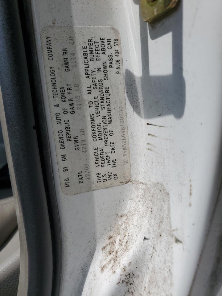 2004 Suzuki Verona Ex   White vin: KL5VM52L64B120030