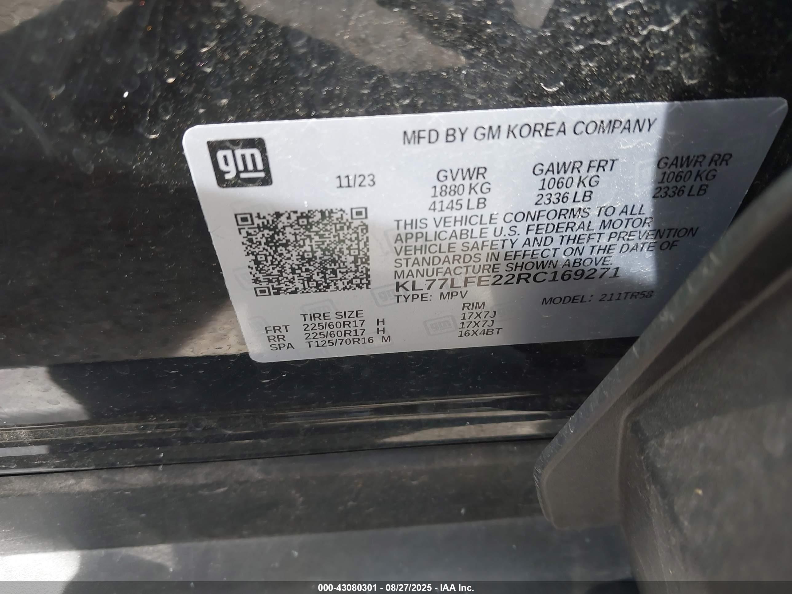 2024 Chevrolet Trax Fwd Sp Black vin: KL77LFE22RC169271