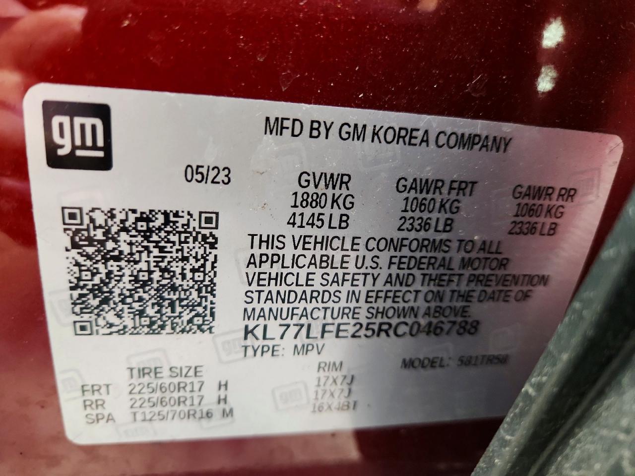 2024 Chevrolet Trax Ls Red vin: KL77LFE25RC046788