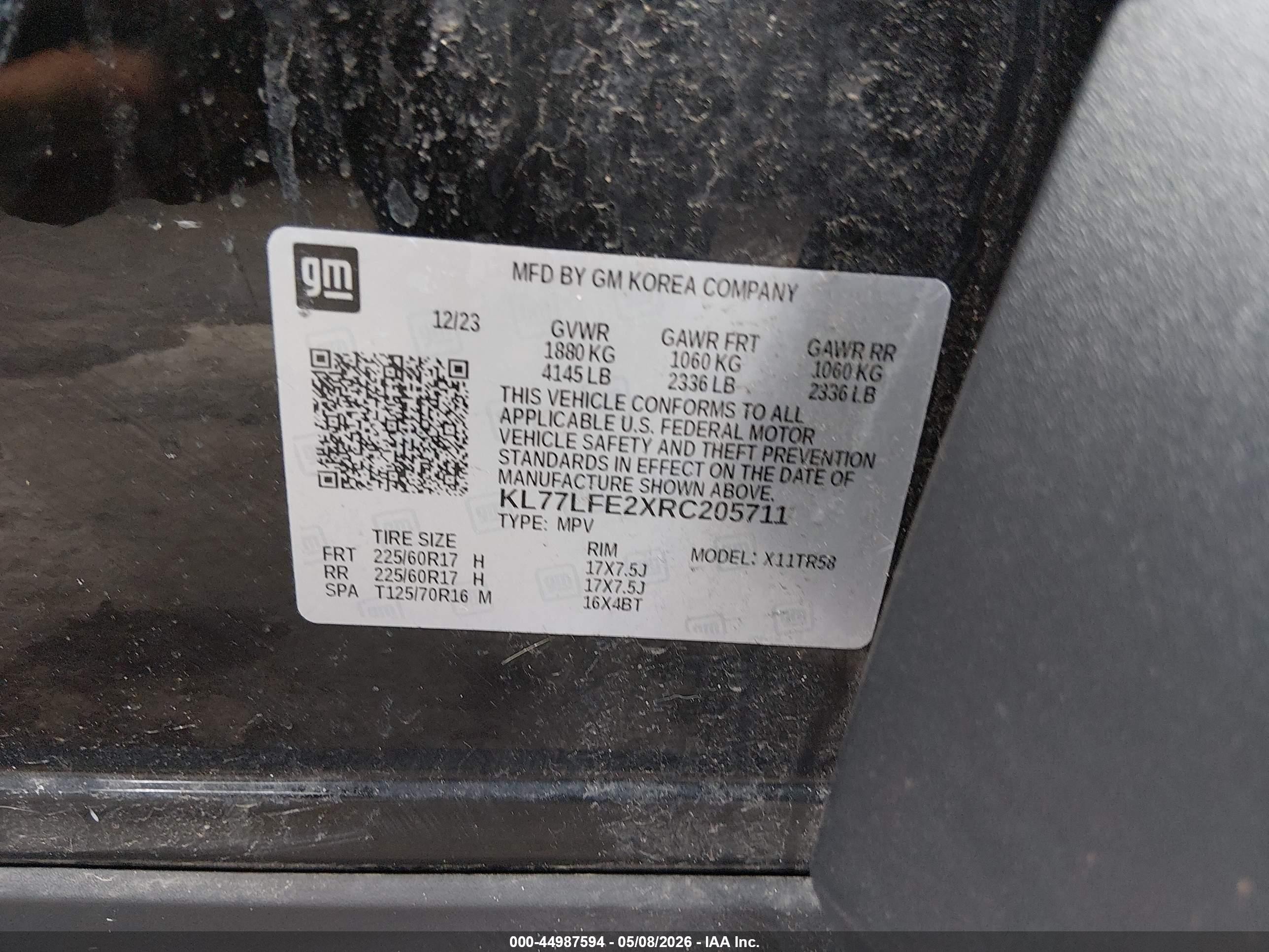 2024 Chevrolet Trax Fwd Sp Black vin: KL77LFE2XRC205711