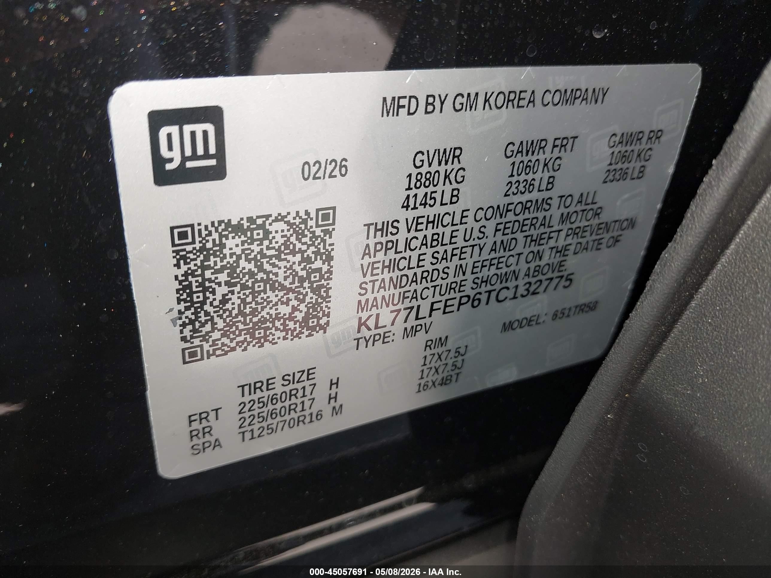 2026 Chevrolet Trax Fwd Ls Black vin: KL77LFEP6TC132775