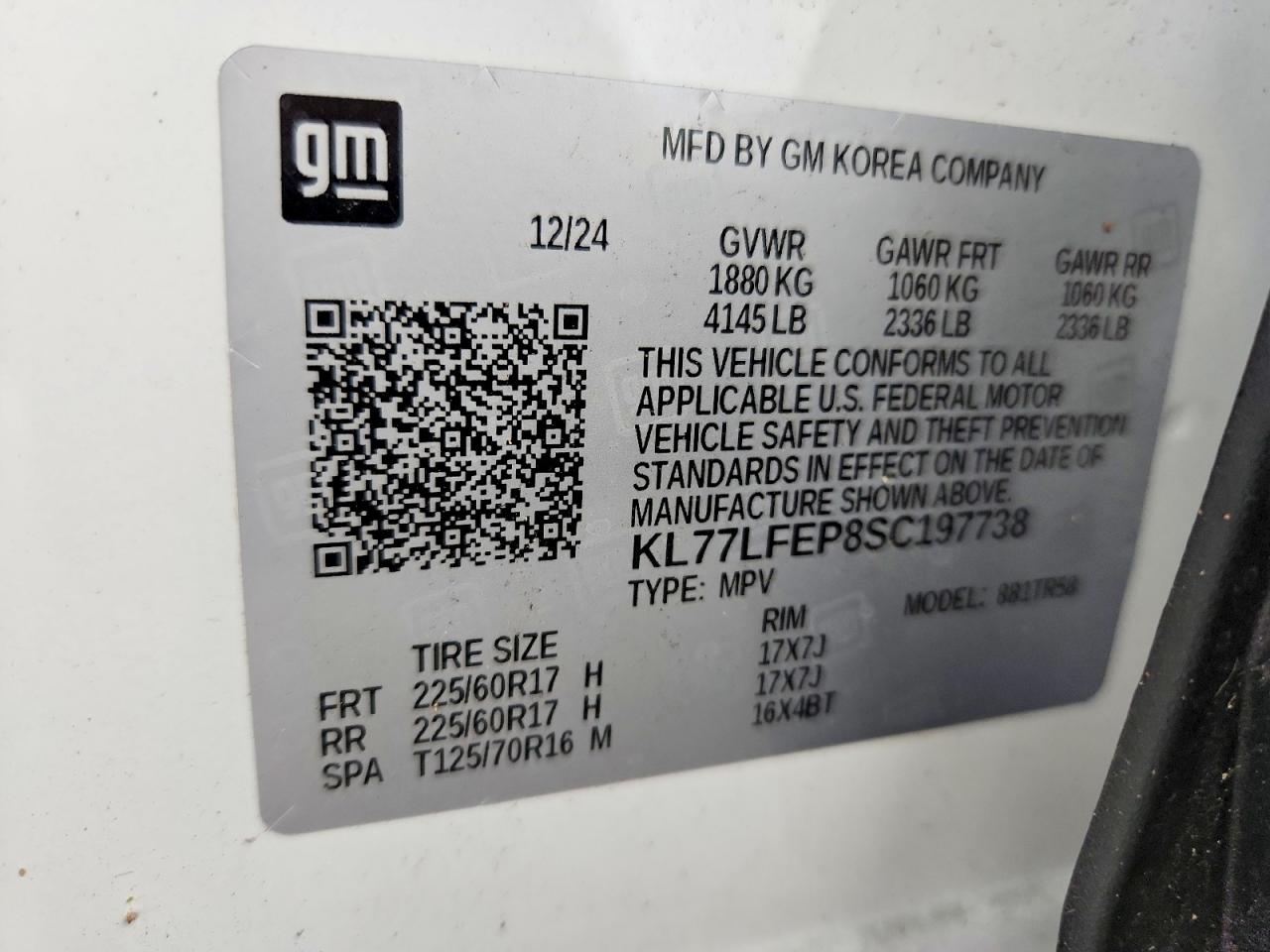 2025 Chevrolet Trax Ls Белый vin: KL77LFEP8SC197738