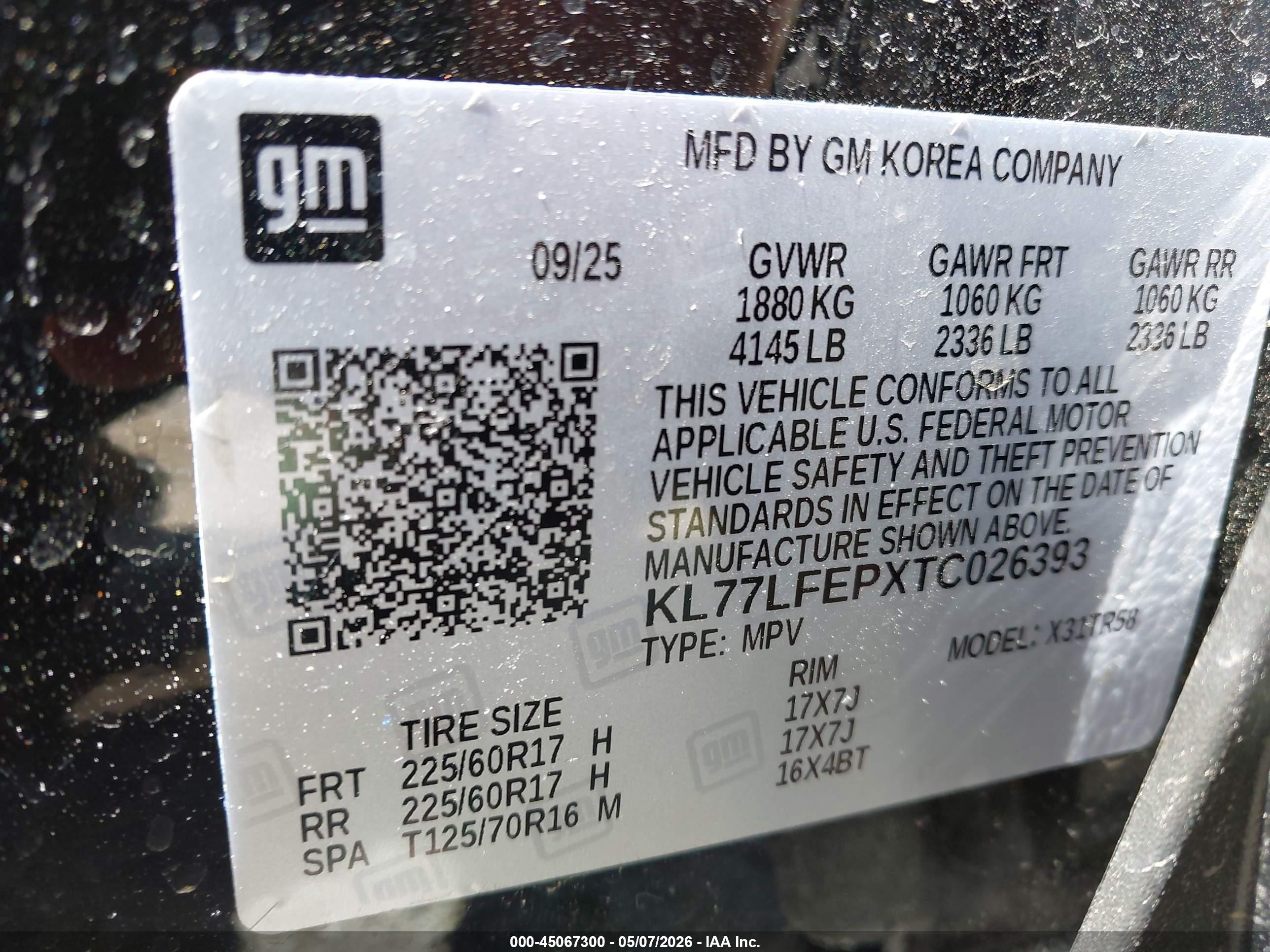 2026 Chevrolet Trax Fwd Ls Black vin: KL77LFEPXTC026393