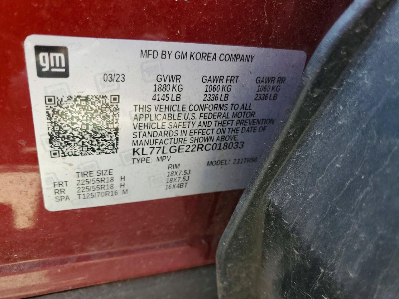 2024 Chevrolet Trax 1rs Maroon vin: KL77LGE22RC018033