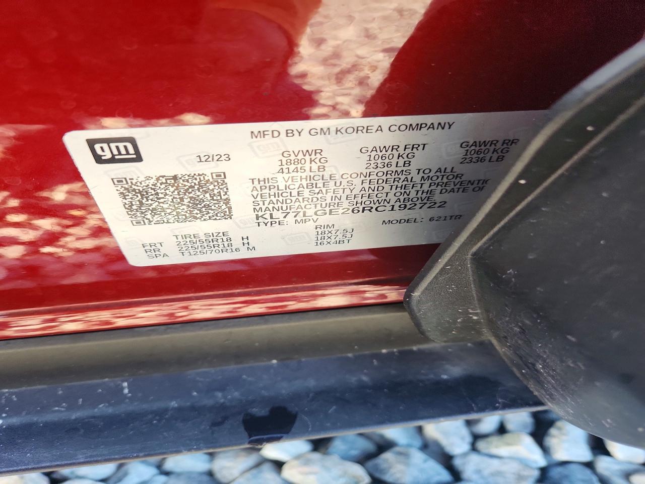 2024 Chevrolet Trax 1rs Red vin: KL77LGE26RC192722