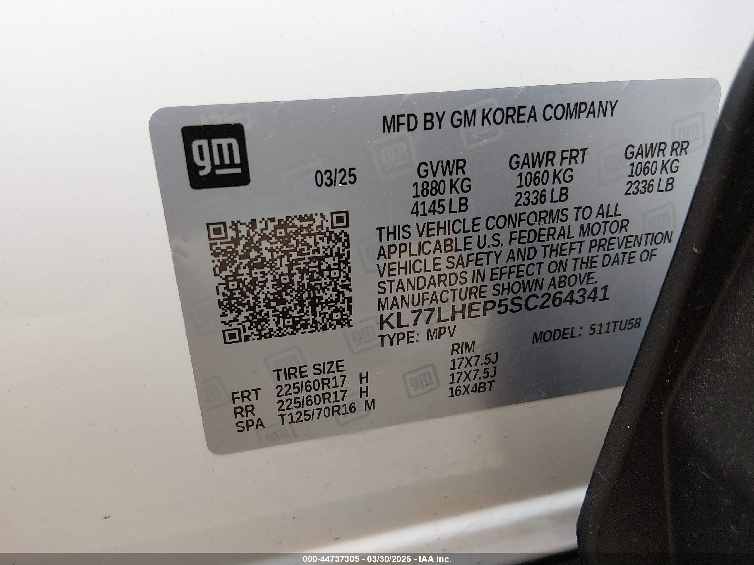 2025 Chevrolet Trax Fwd Lt White vin: KL77LHEP5SC264341